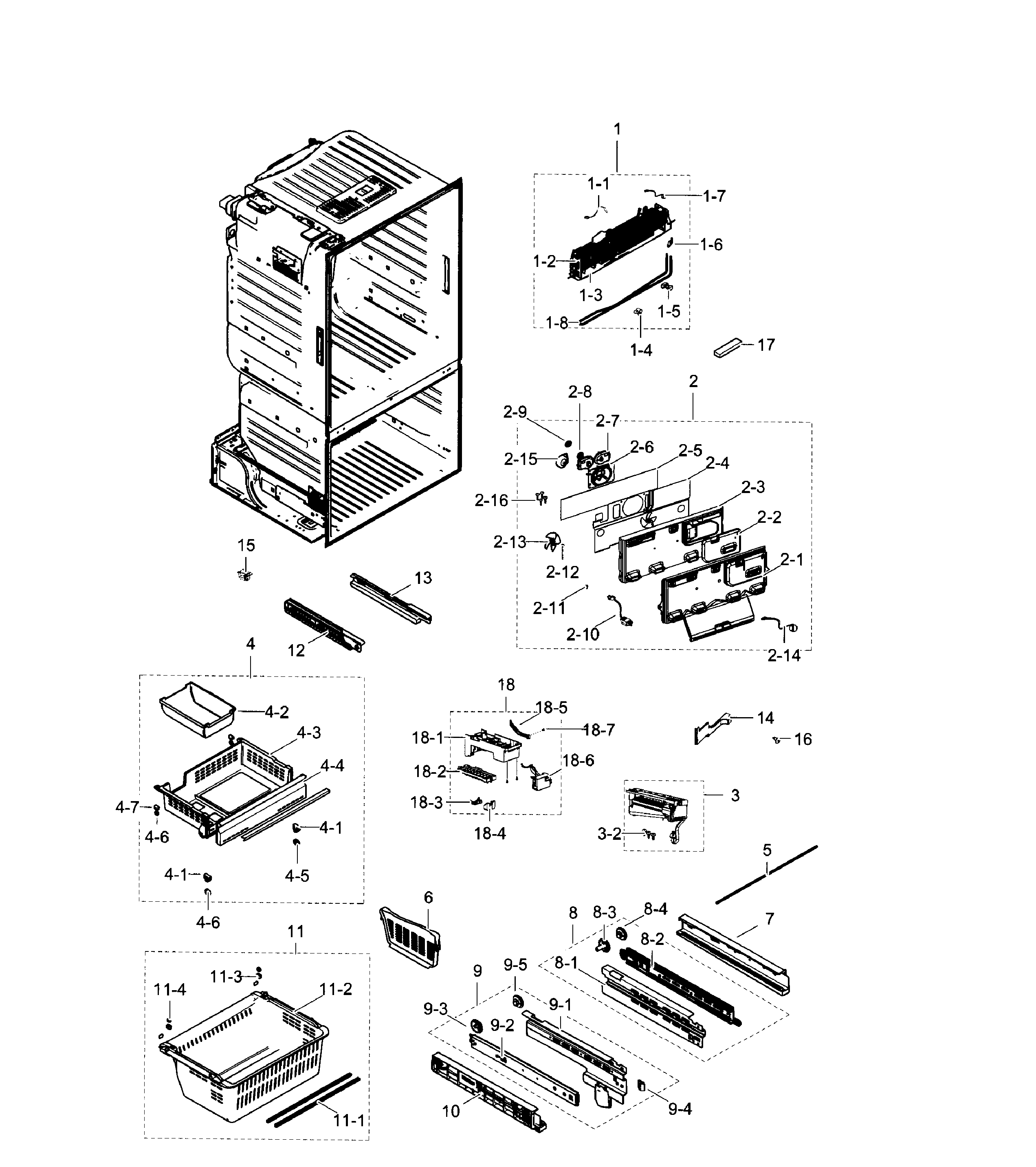 Samsung RF263TEAEBC/AA-02 freezer / icemaker diagram