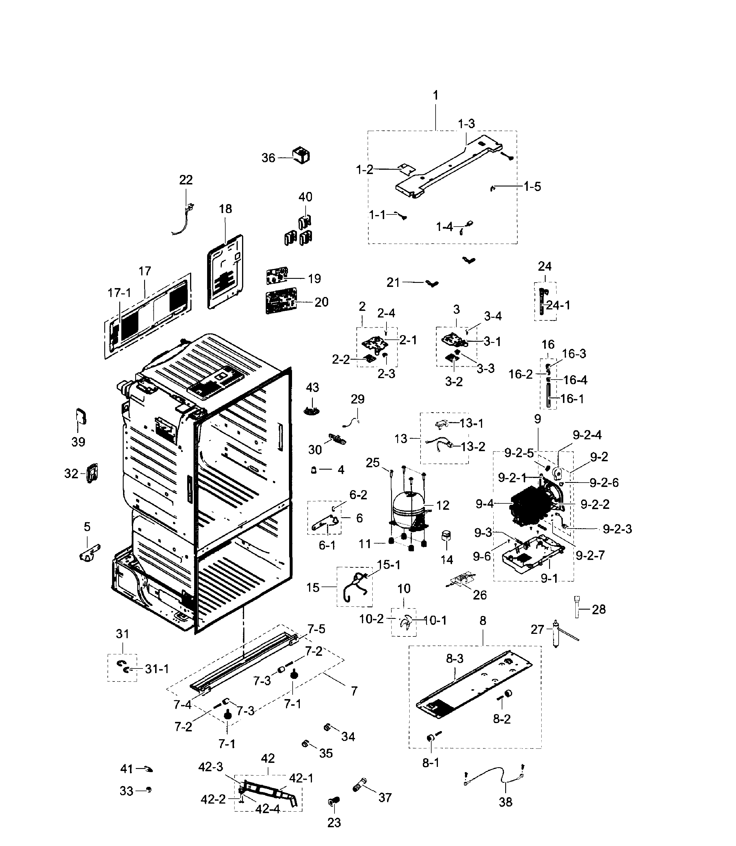 Samsung RF263TEAEBC/AA-02 cabinet diagram
