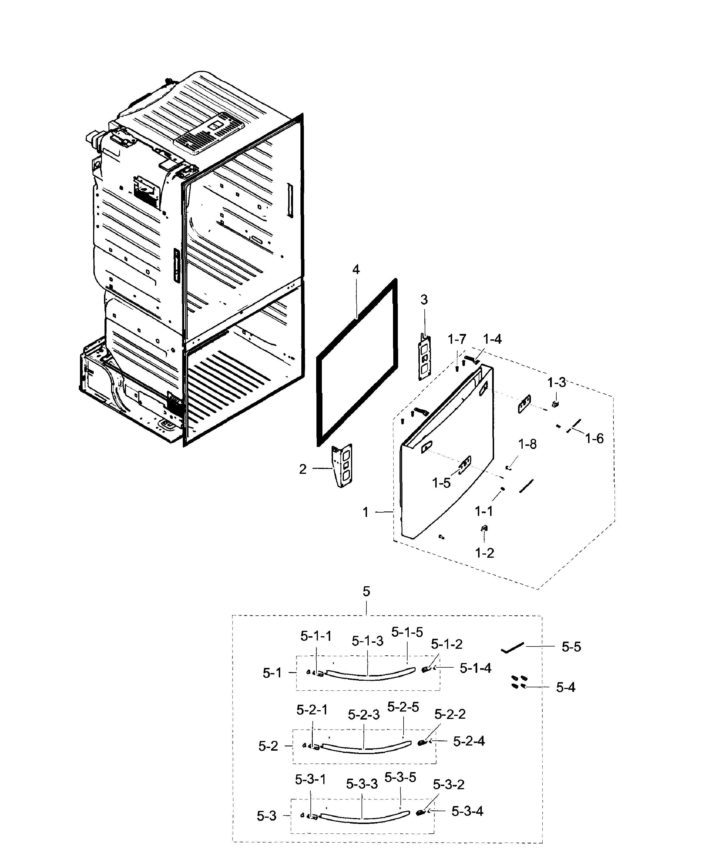 Samsung RF263TEAEBC/AA-02 freezer door diagram