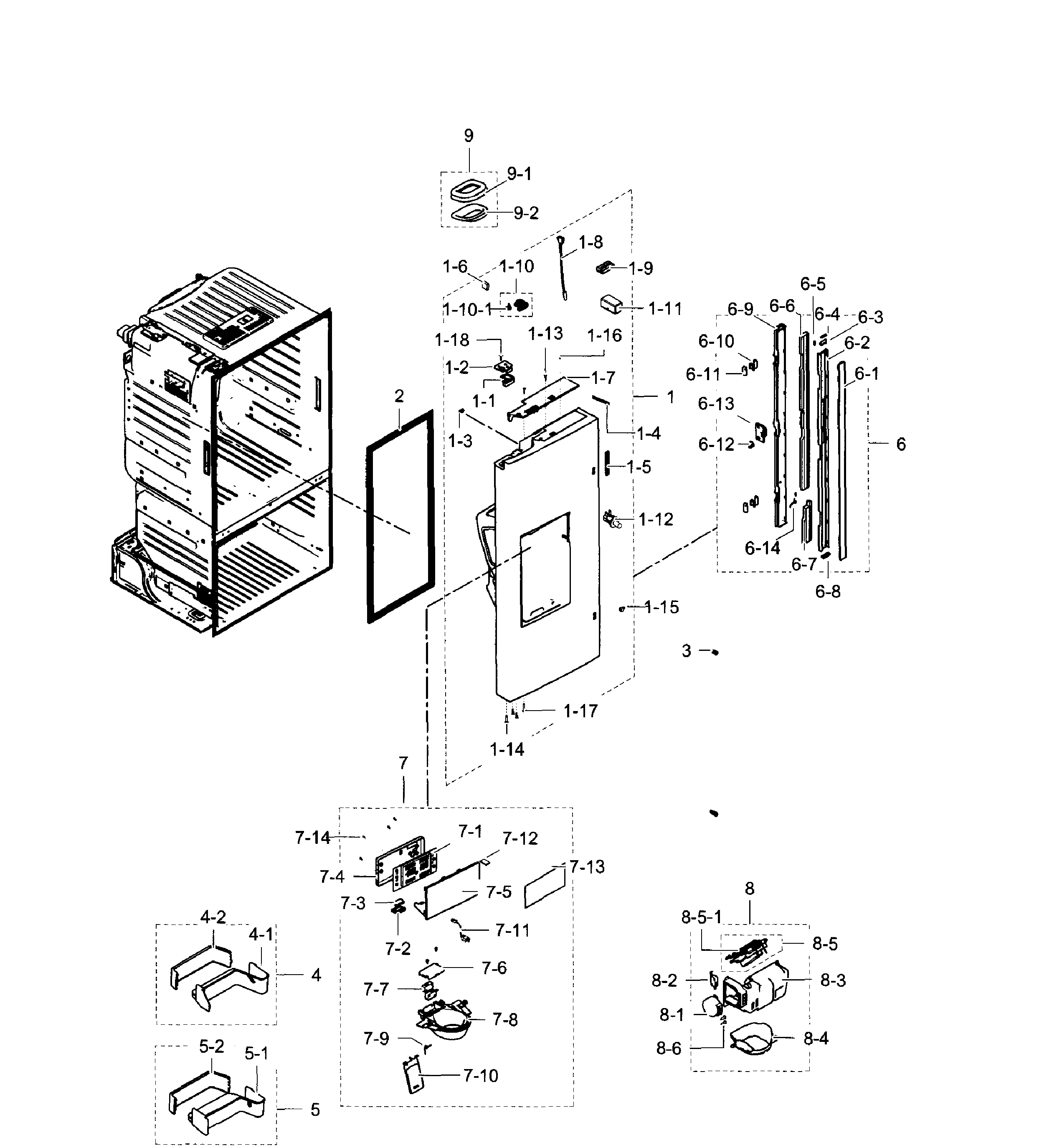 Samsung RF263TEAEBC/AA-02 fridge door l diagram
