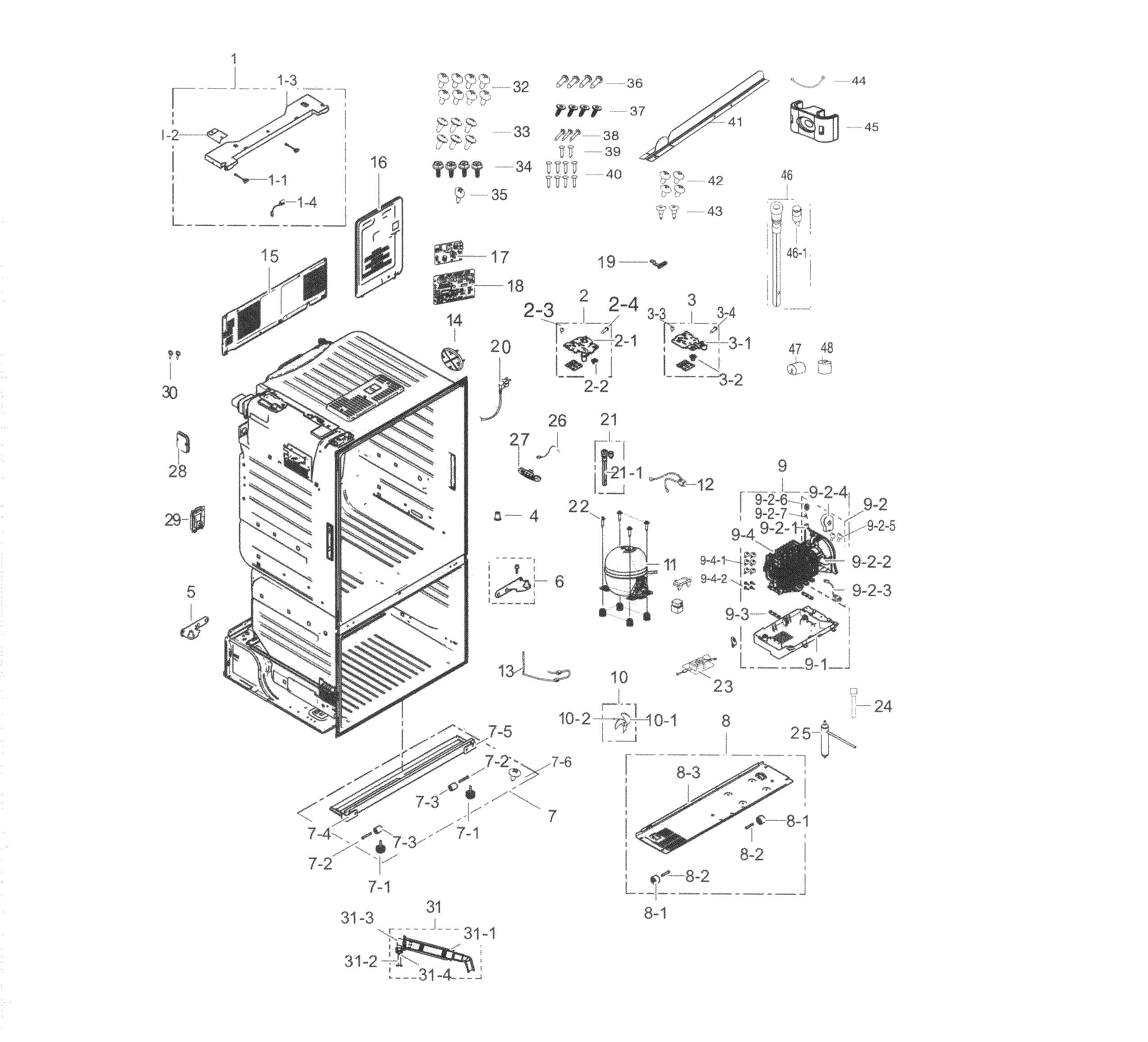 Samsung RF263TEAEBC/AA-04 cabinet diagram