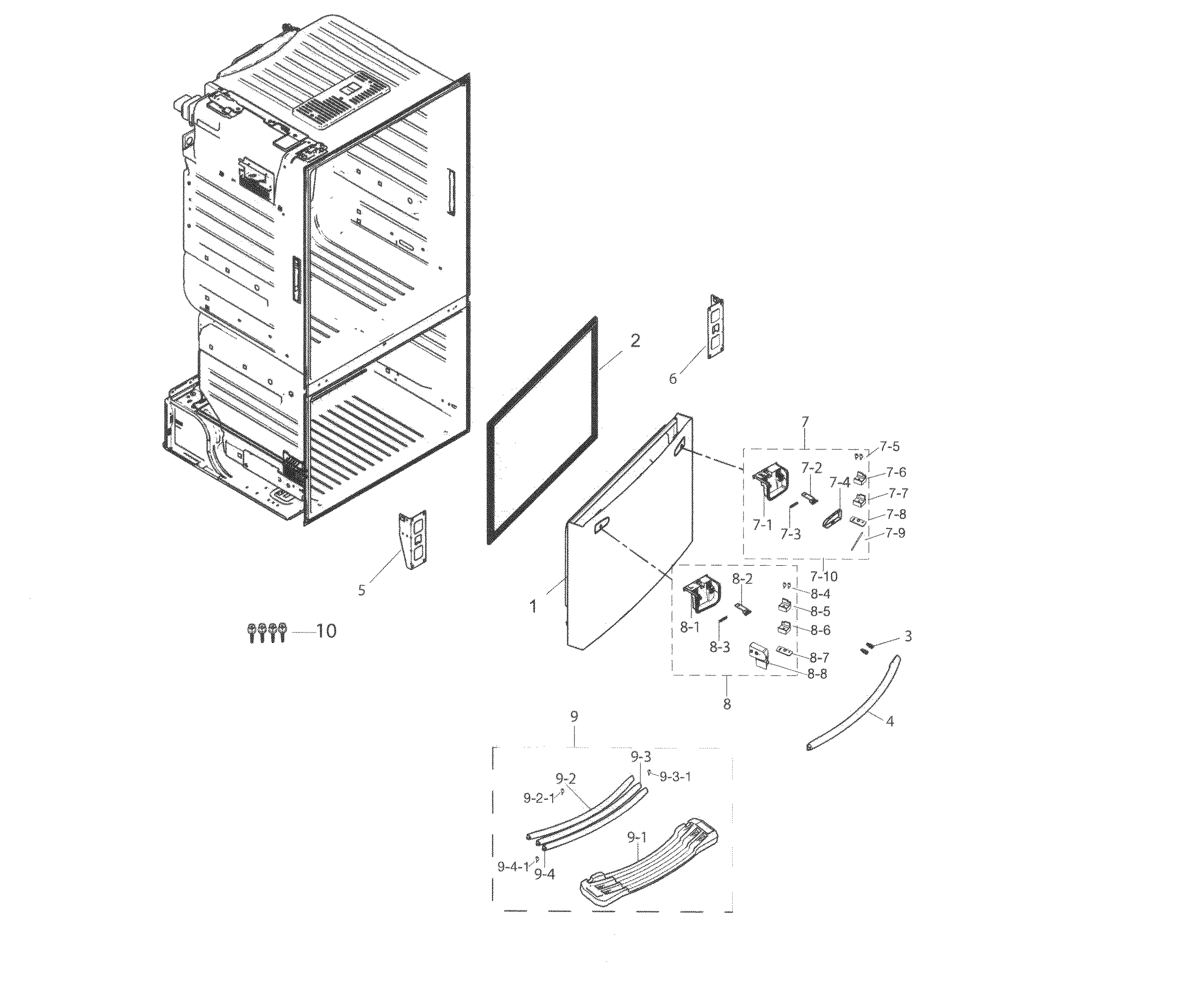 Samsung RF263TEAEBC/AA-04 freezer door diagram