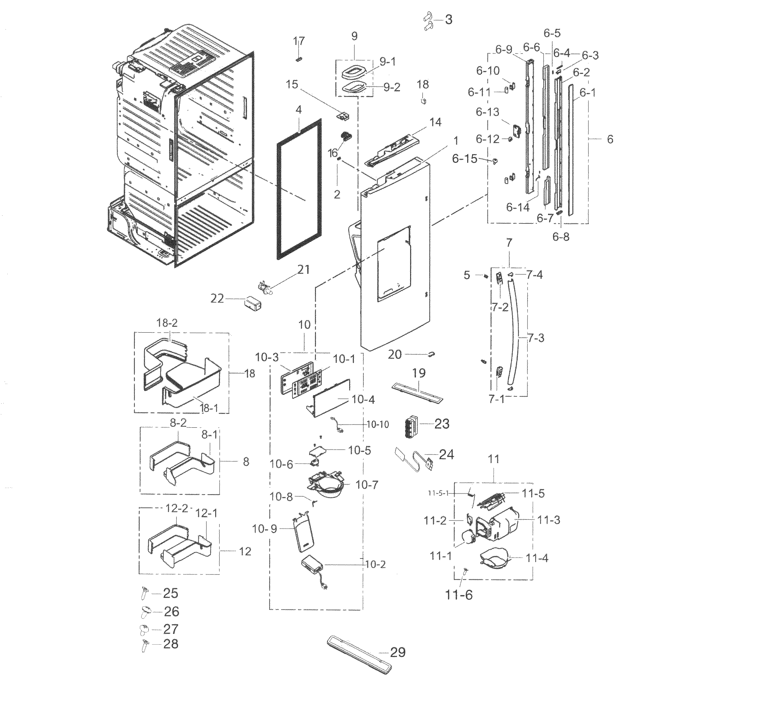 Samsung RF263TEAEBC/AA-04 fridge door l diagram
