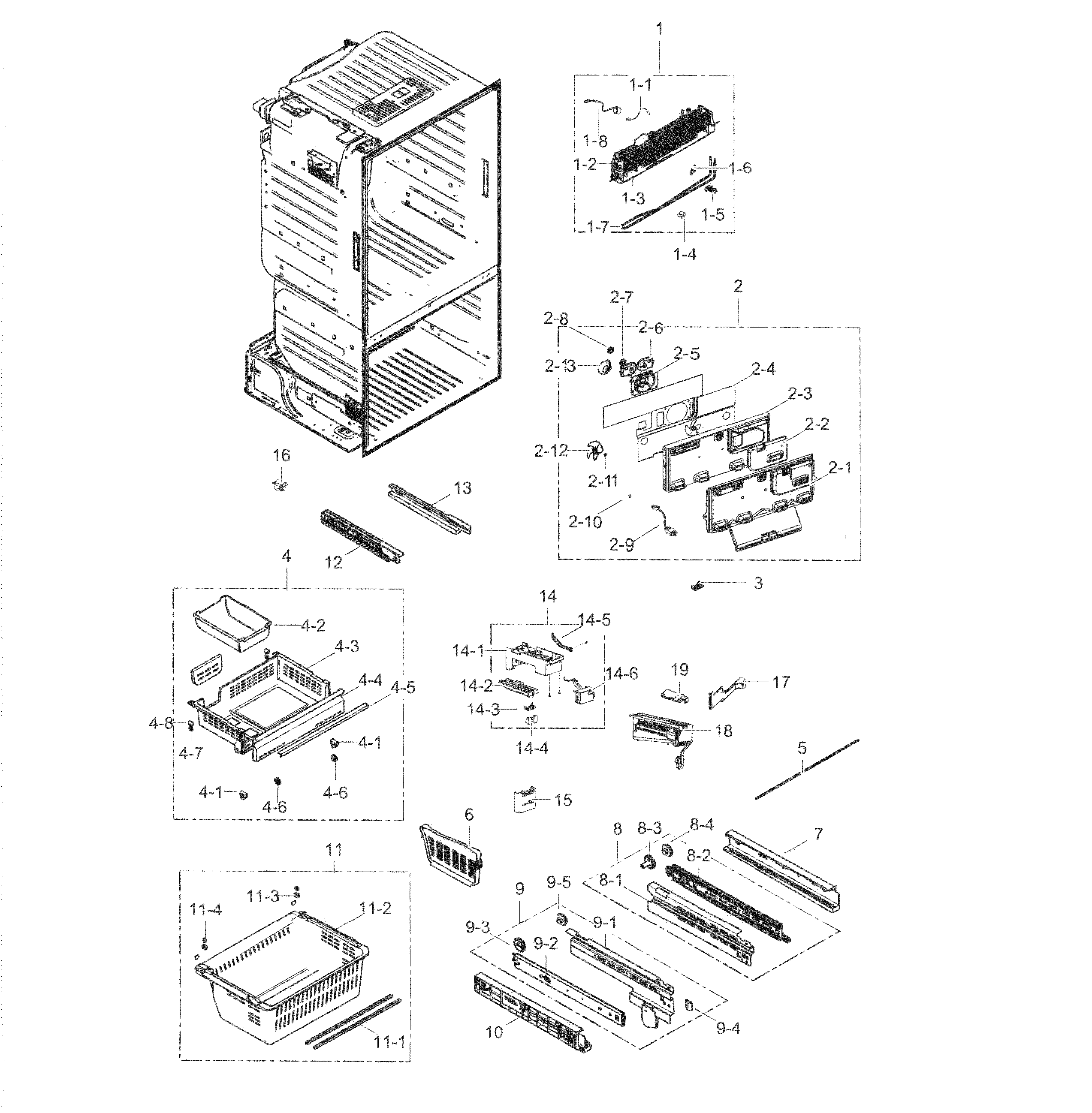 Samsung RF263TEAESP/AA-00 freezer / icemaker diagram