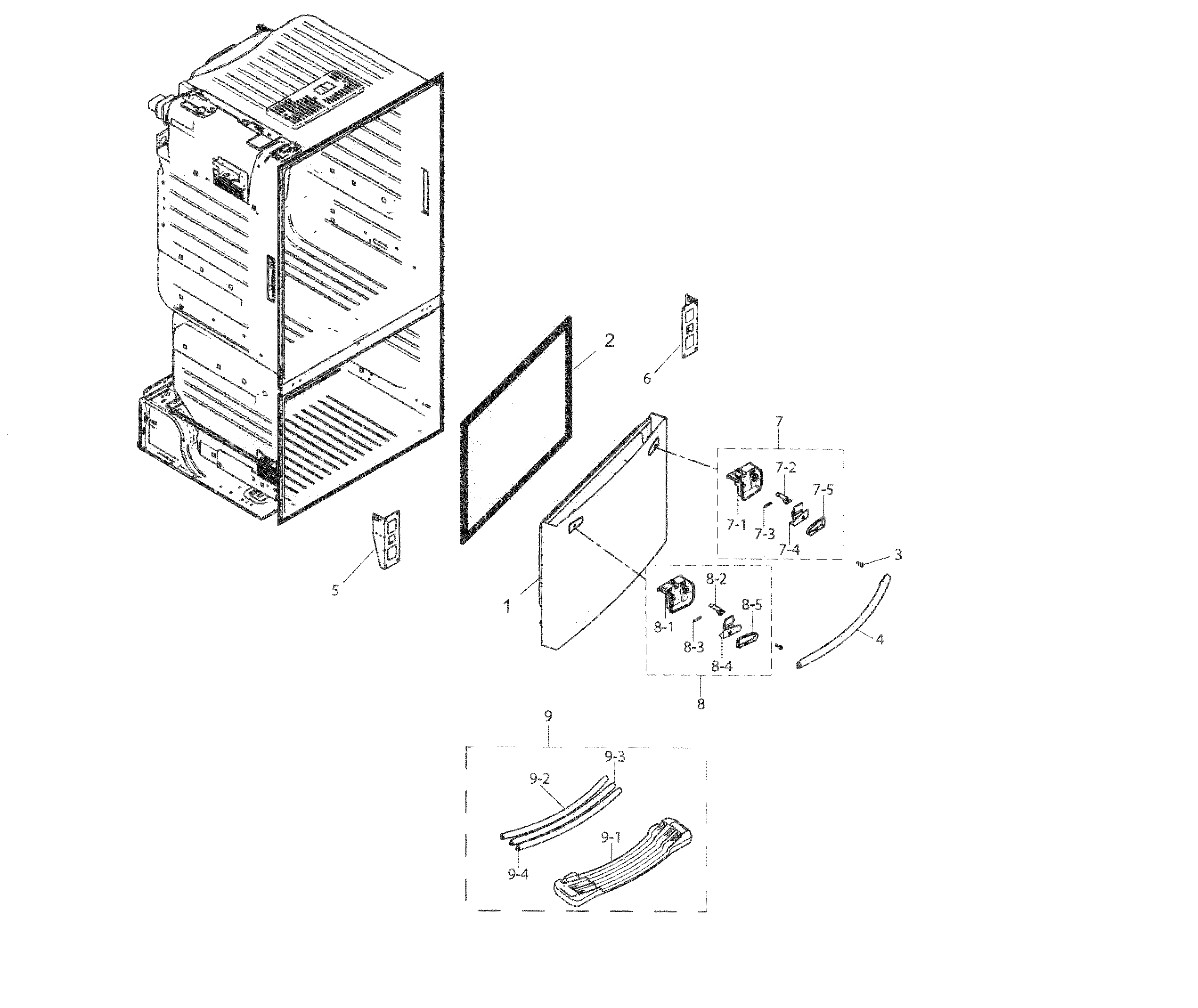 Samsung RF263TEAESP/AA-00 freezer door diagram