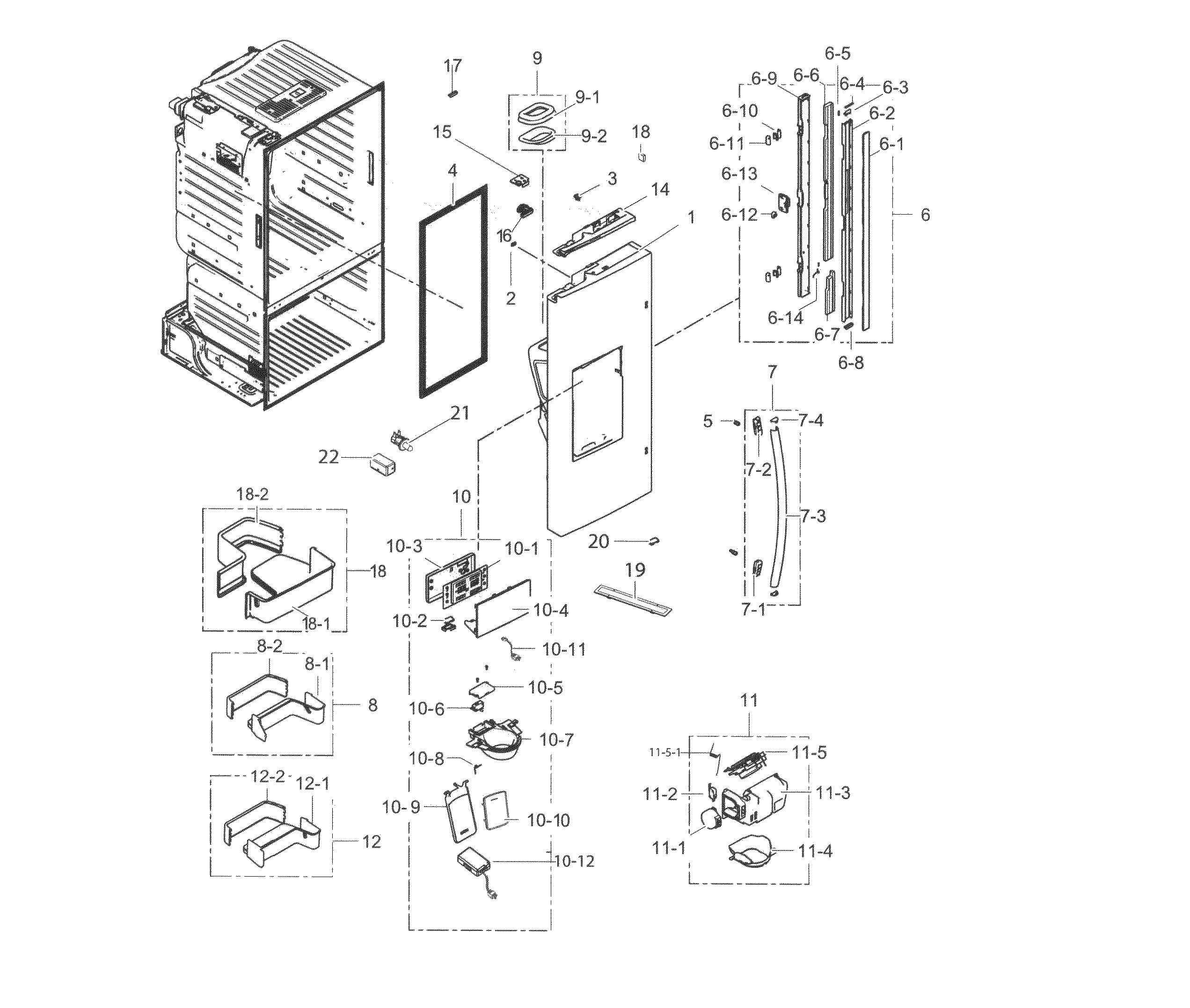 Samsung RF263TEAESP/AA-00 fridge door l diagram