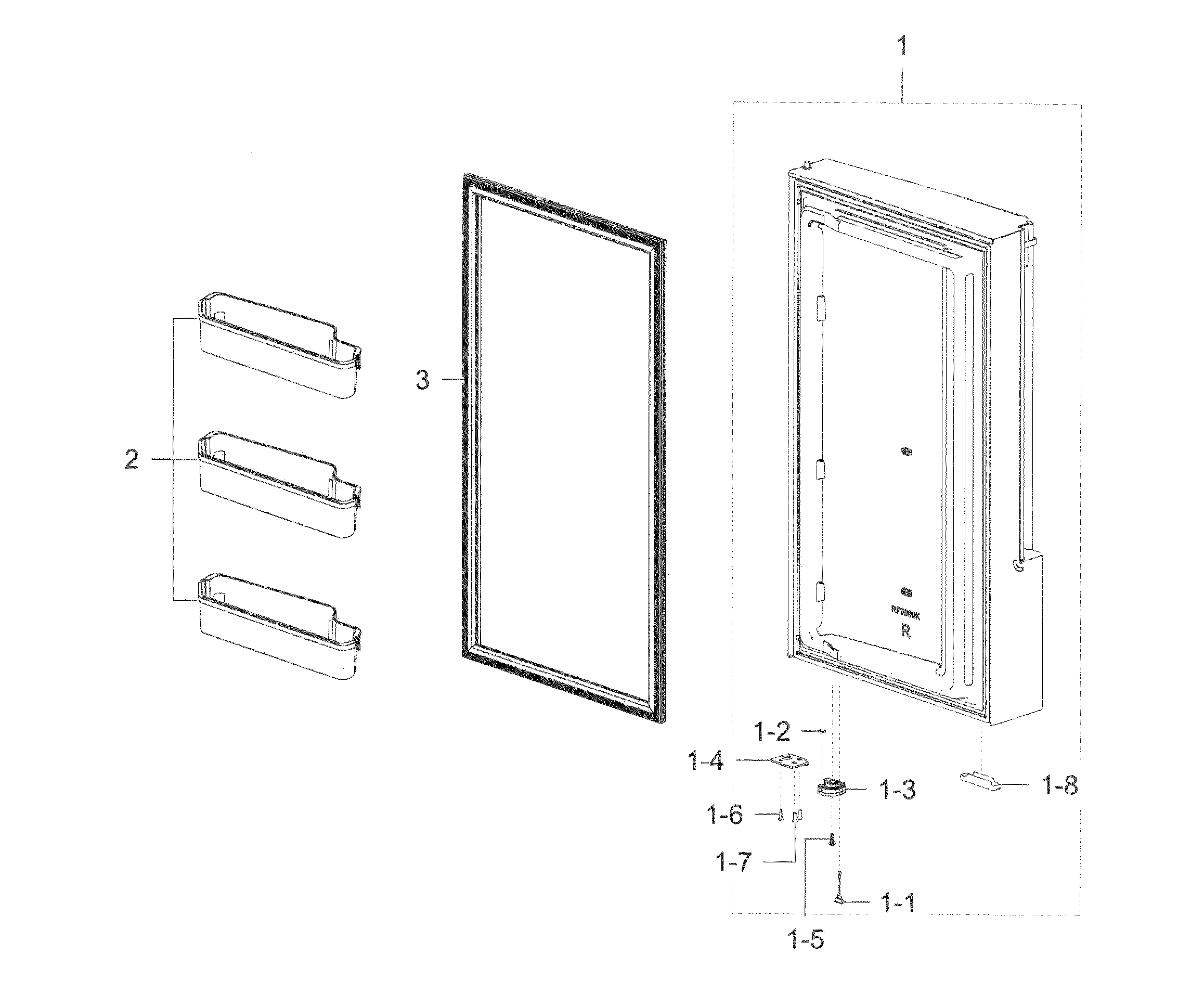 Samsung RF28K9070SR/AA-00 freezer door r diagram