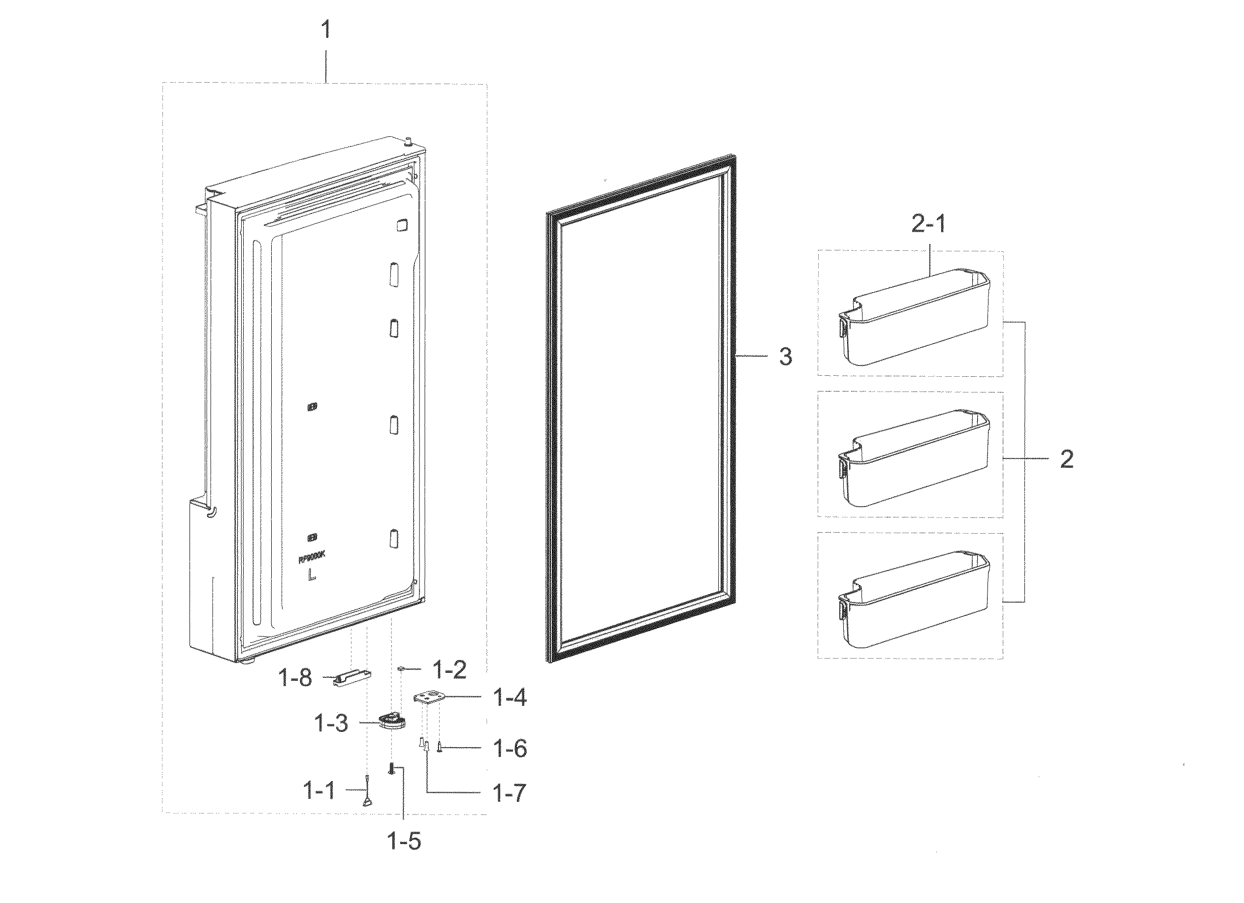 Samsung RF28K9070SR/AA-00 freezer door l diagram