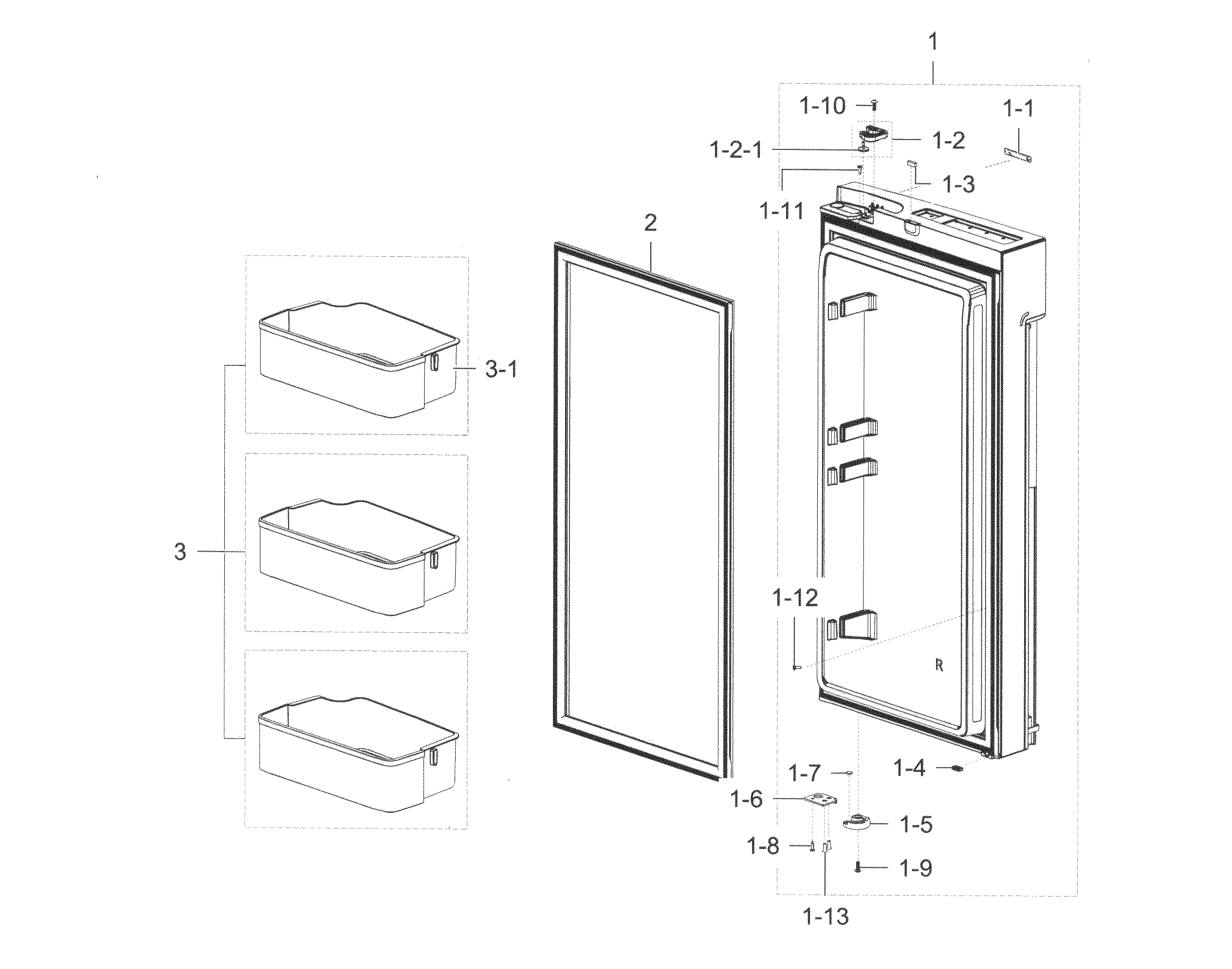 Samsung RF28K9070SR/AA-00 fridge door r diagram