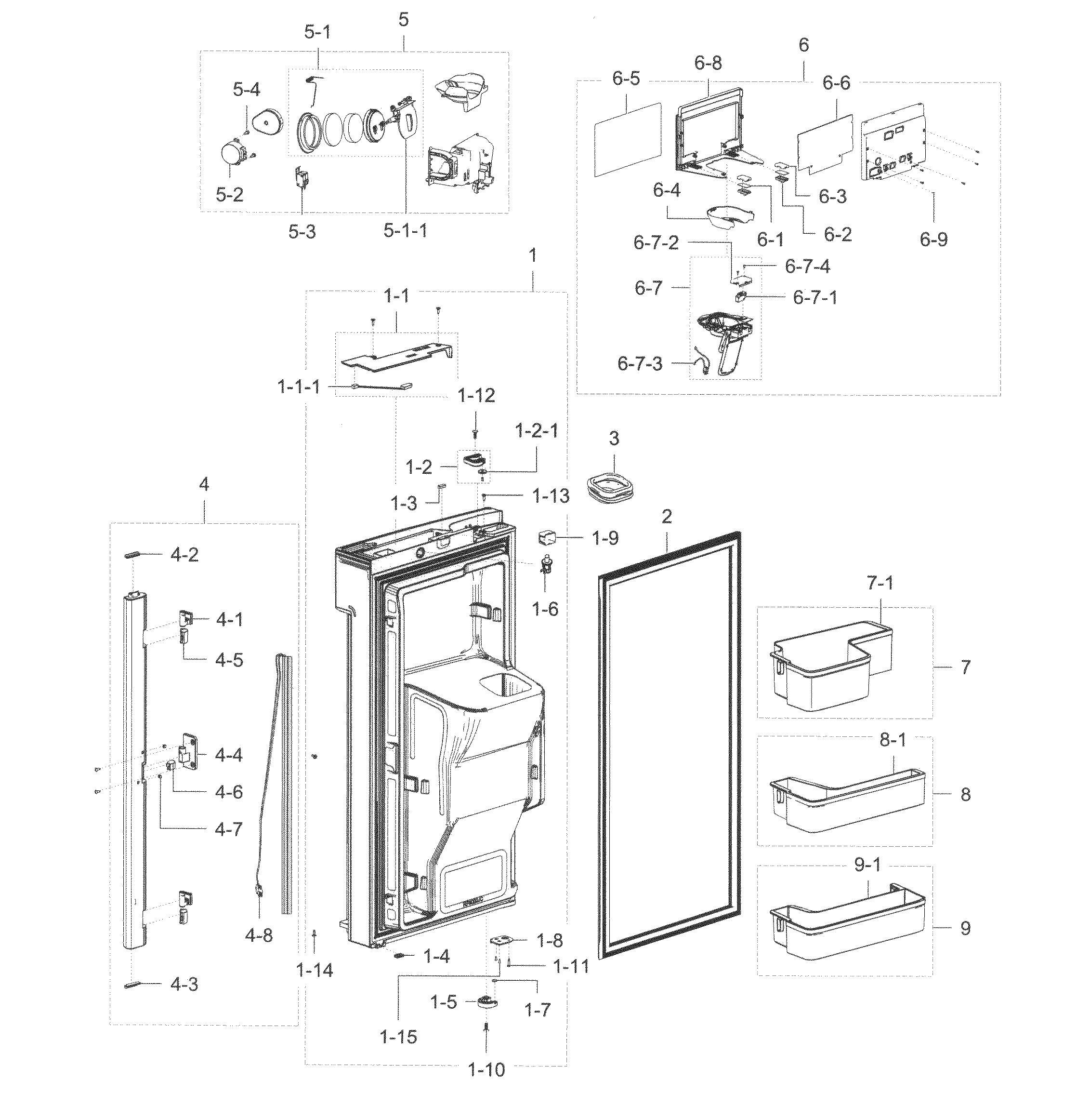Samsung RF28K9070SR/AA-00 fridge door l diagram
