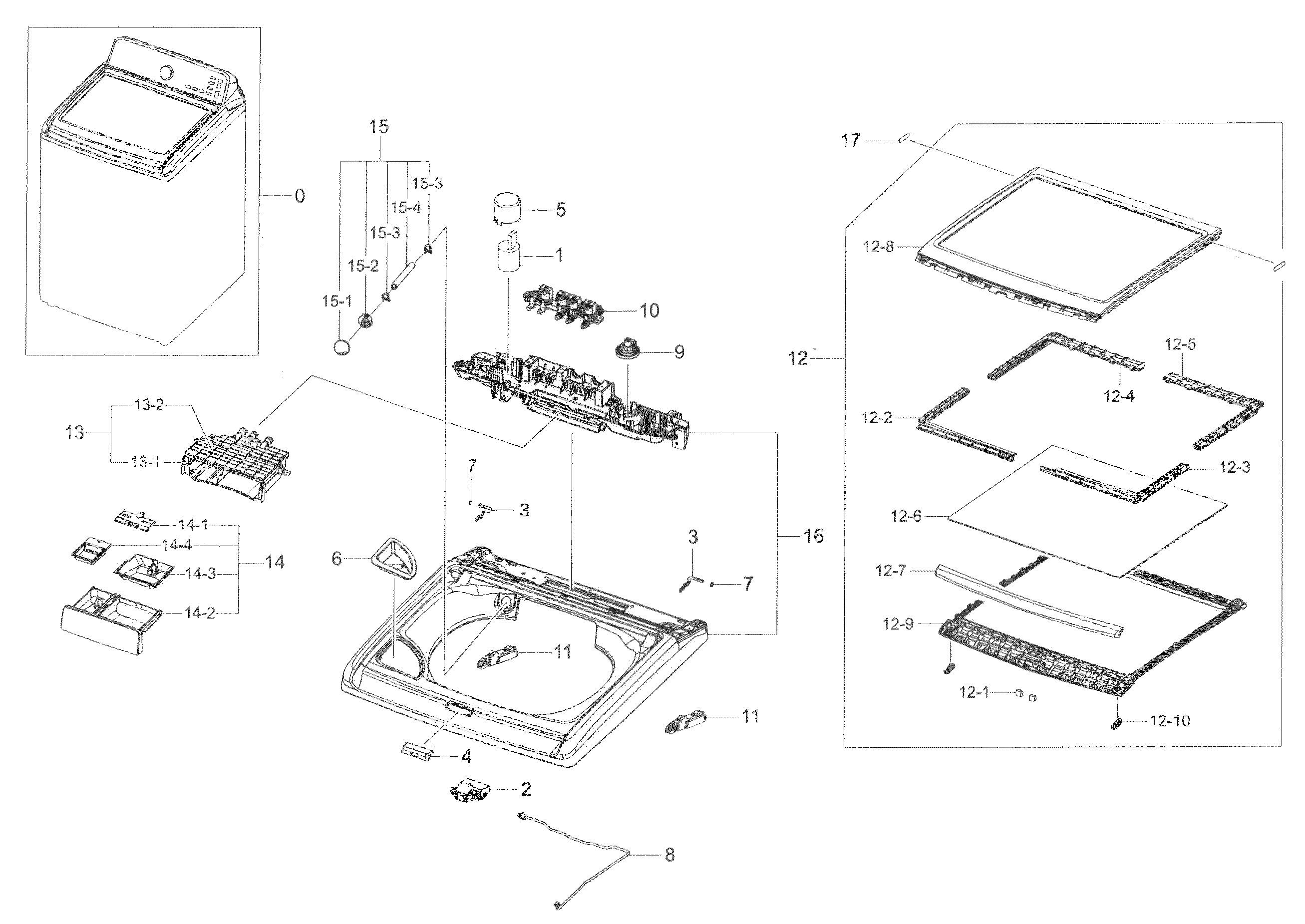 Samsung WA45H7000AW/A2-02 cover top diagram