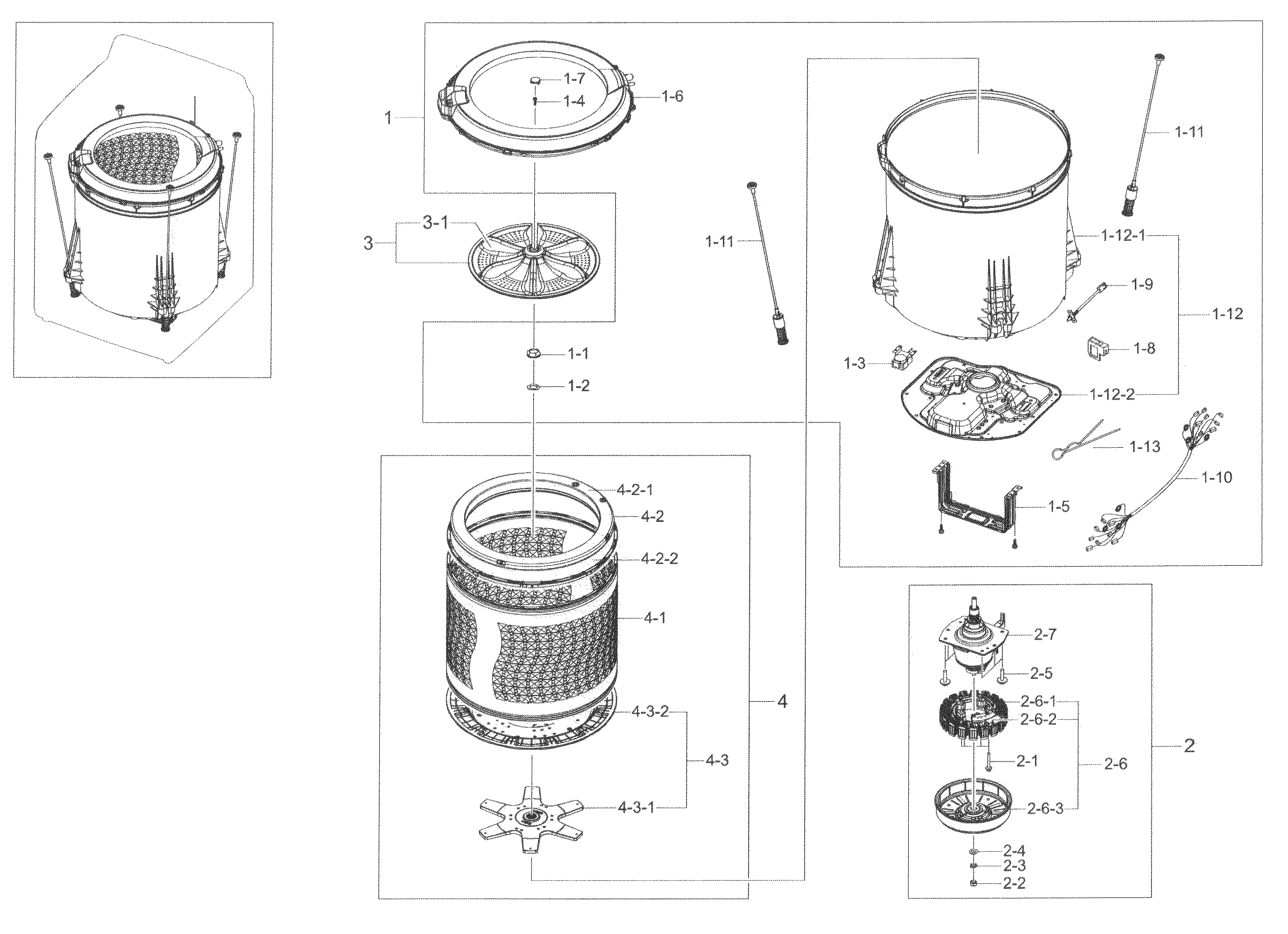 Samsung WA45H7000AW/A2-03 tub parts diagram