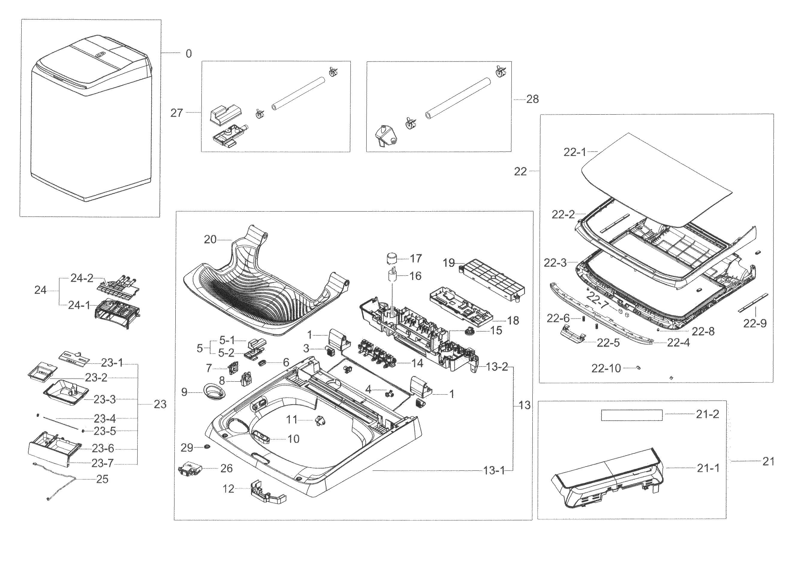 Samsung WA45K7600AW/A2-00 cover top diagram