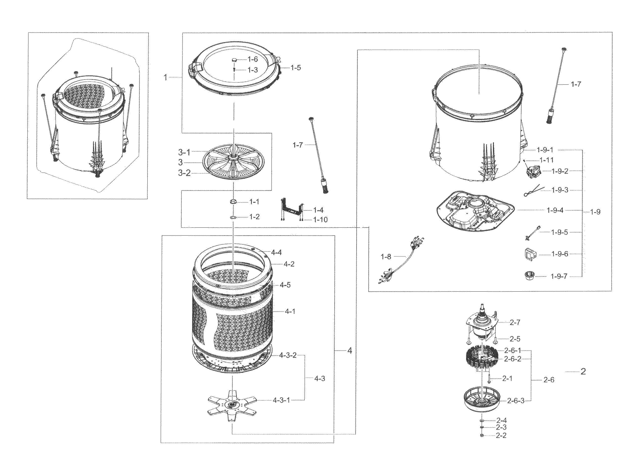 Samsung WA45K7600AW/A2-00 tub parts diagram