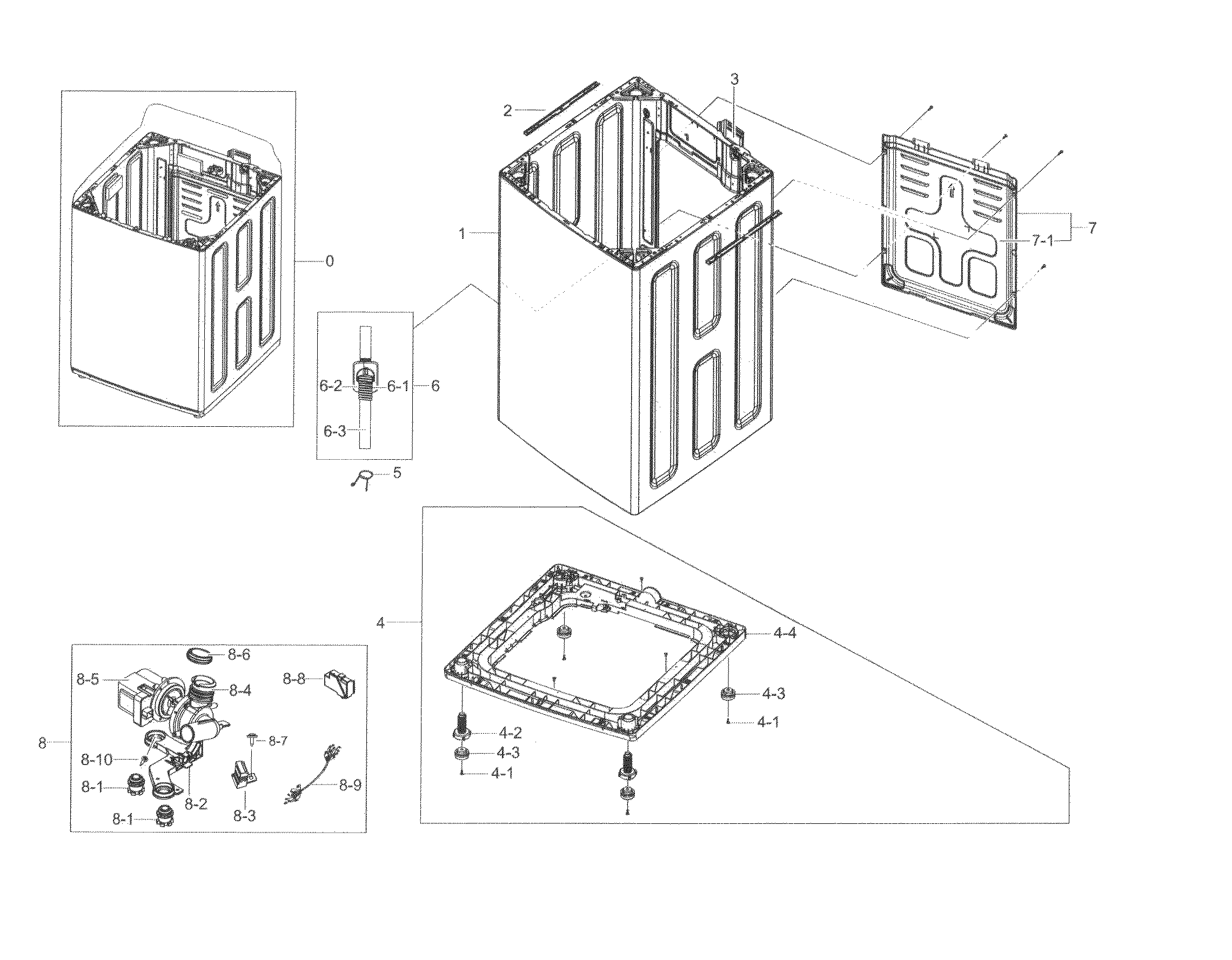 Samsung WA45K7600AW/A2-00 frame diagram