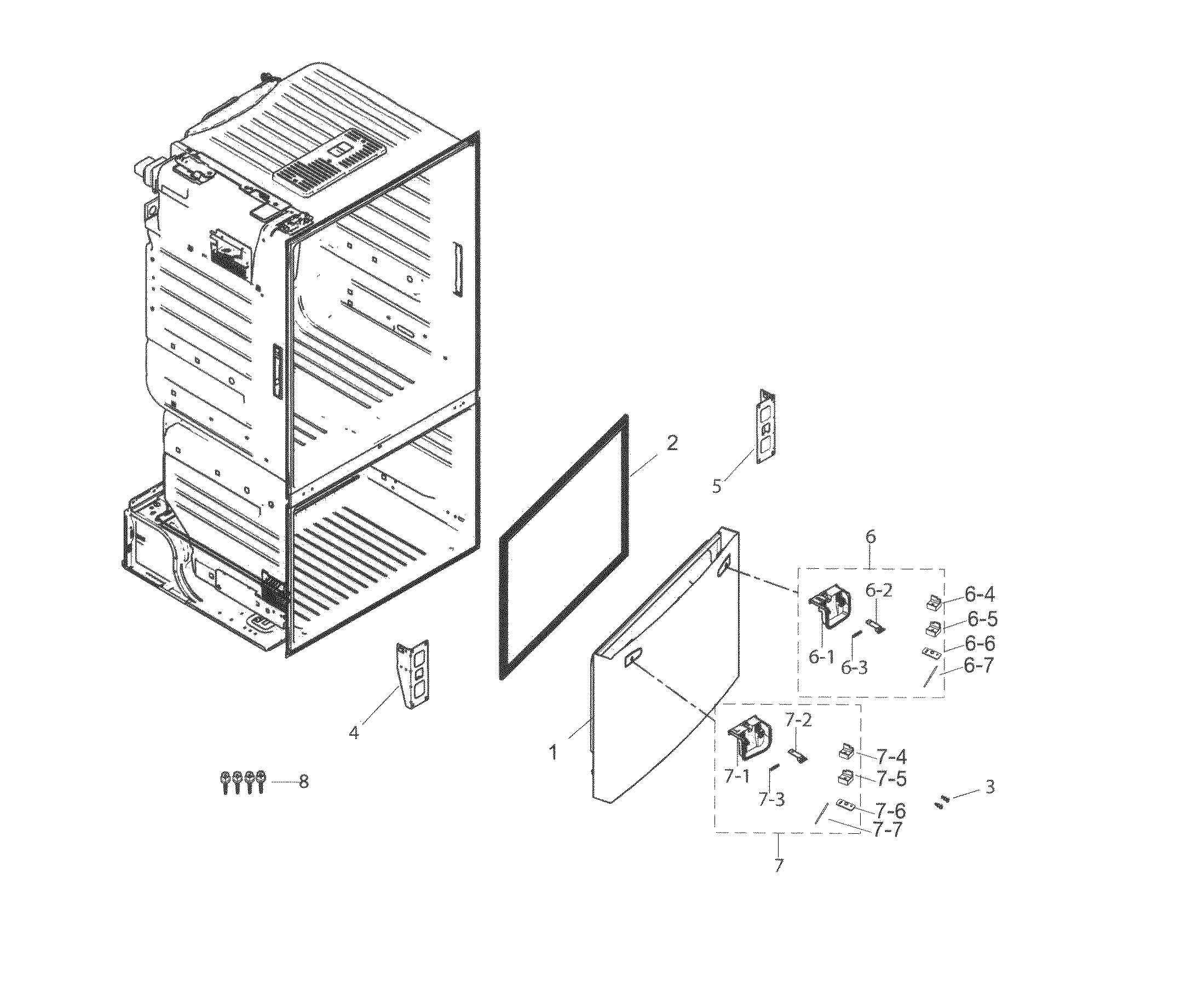 Samsung RF263TEAESR/AA-02 freezer door diagram
