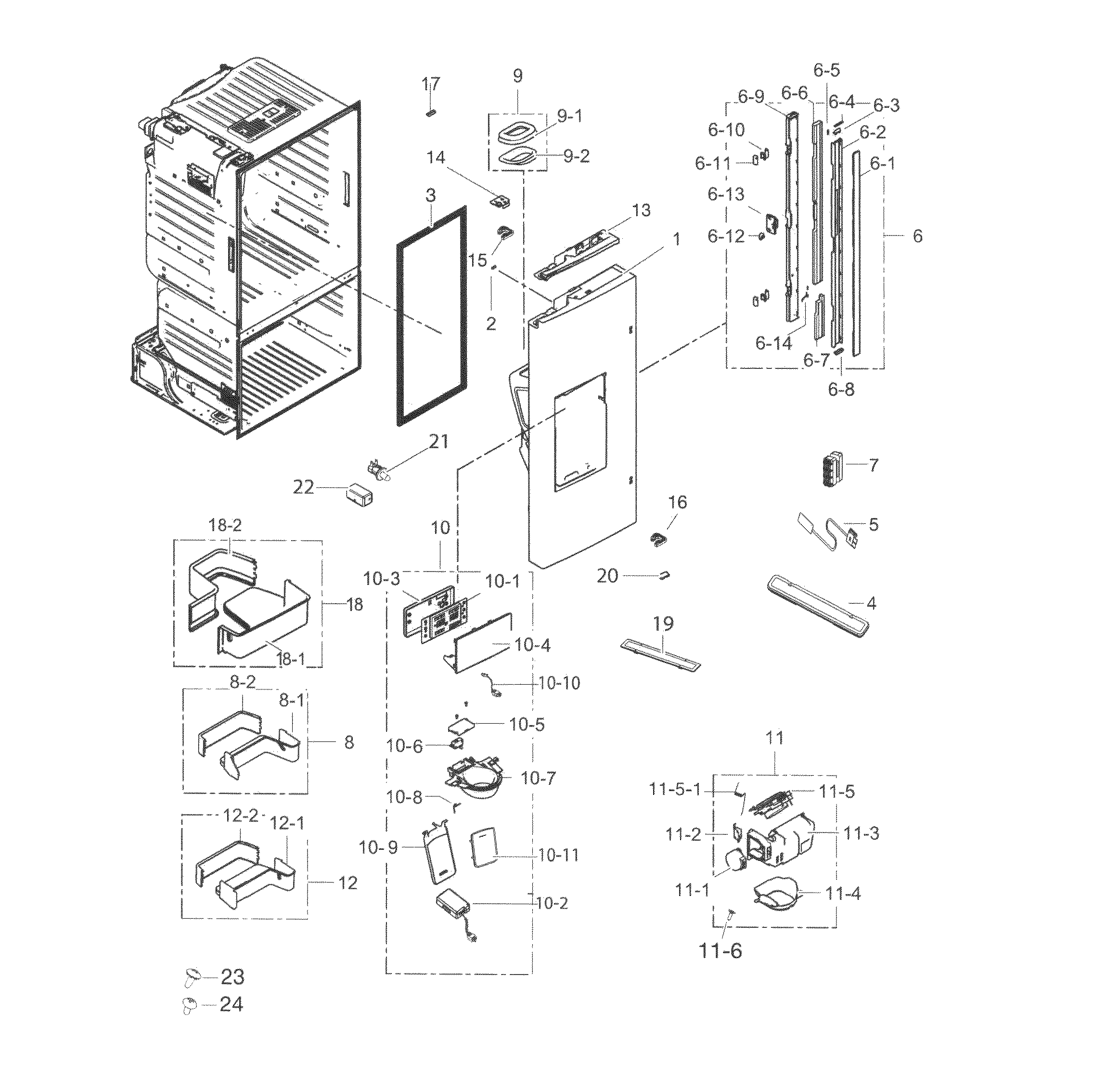 Samsung RF263TEAESR/AA-02 fridge door l diagram