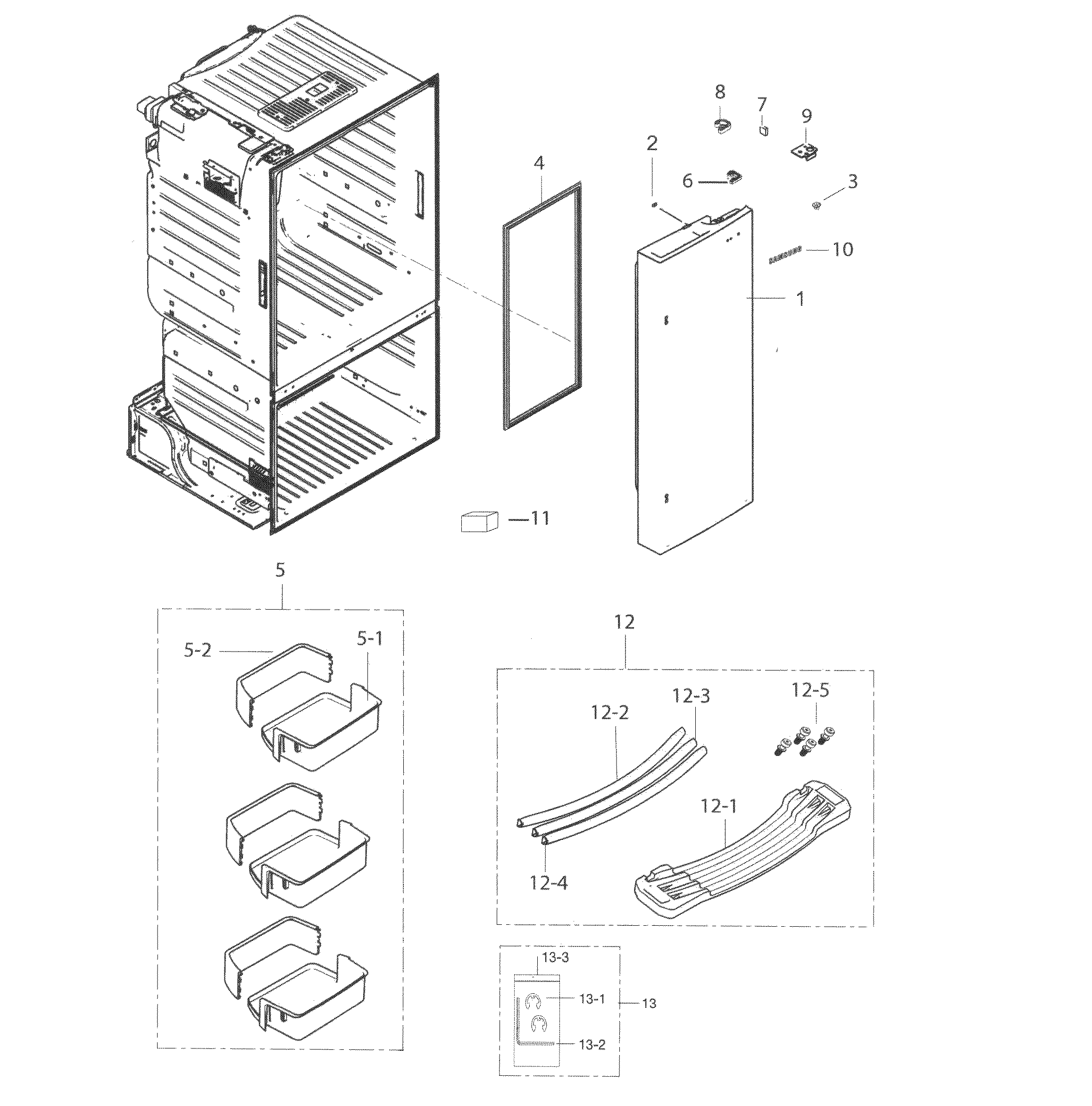Samsung RF263TEAESR/AA-02 fridge door r diagram