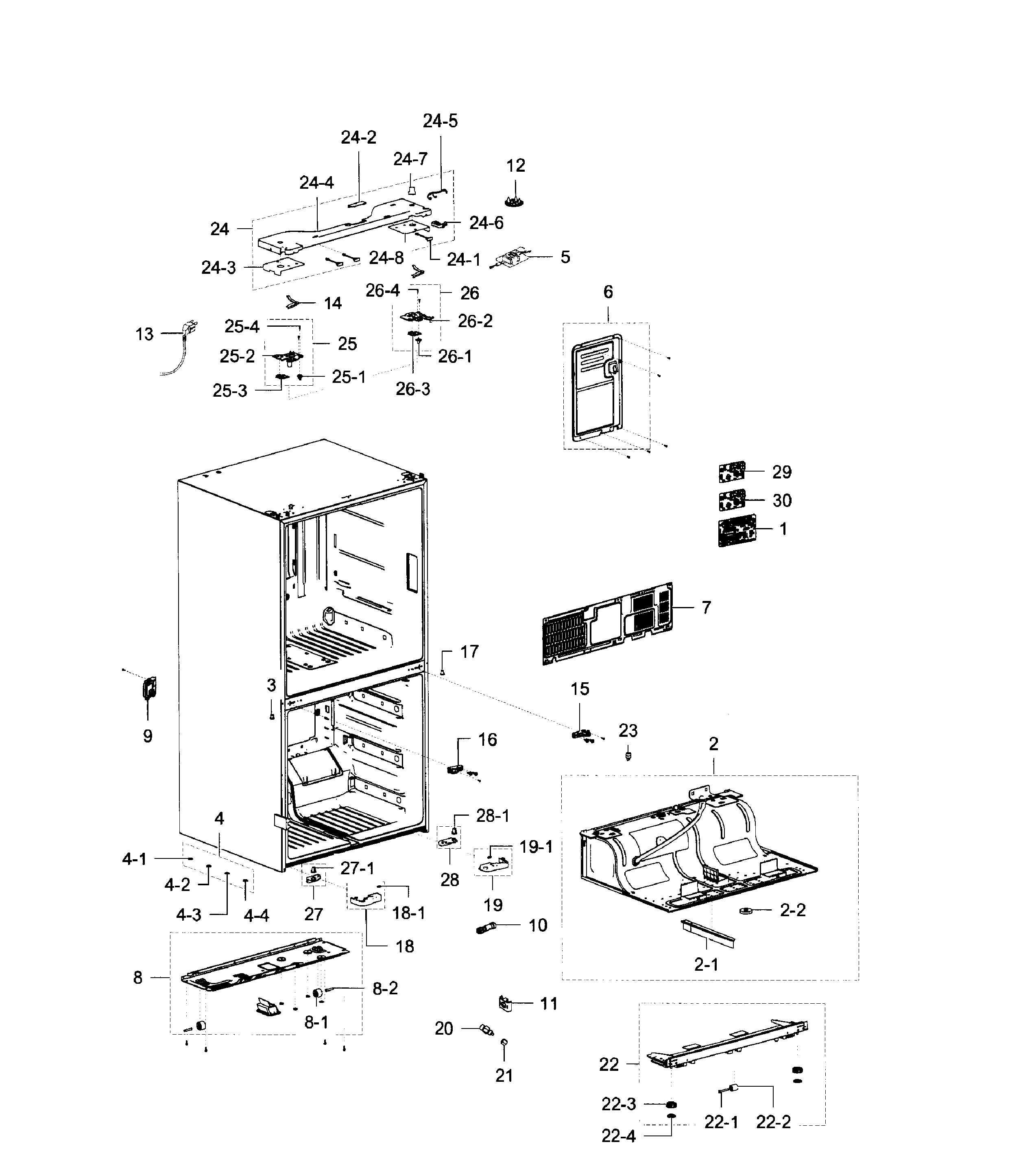 Samsung RF28K9380SR/AA-00 cabinet diagram