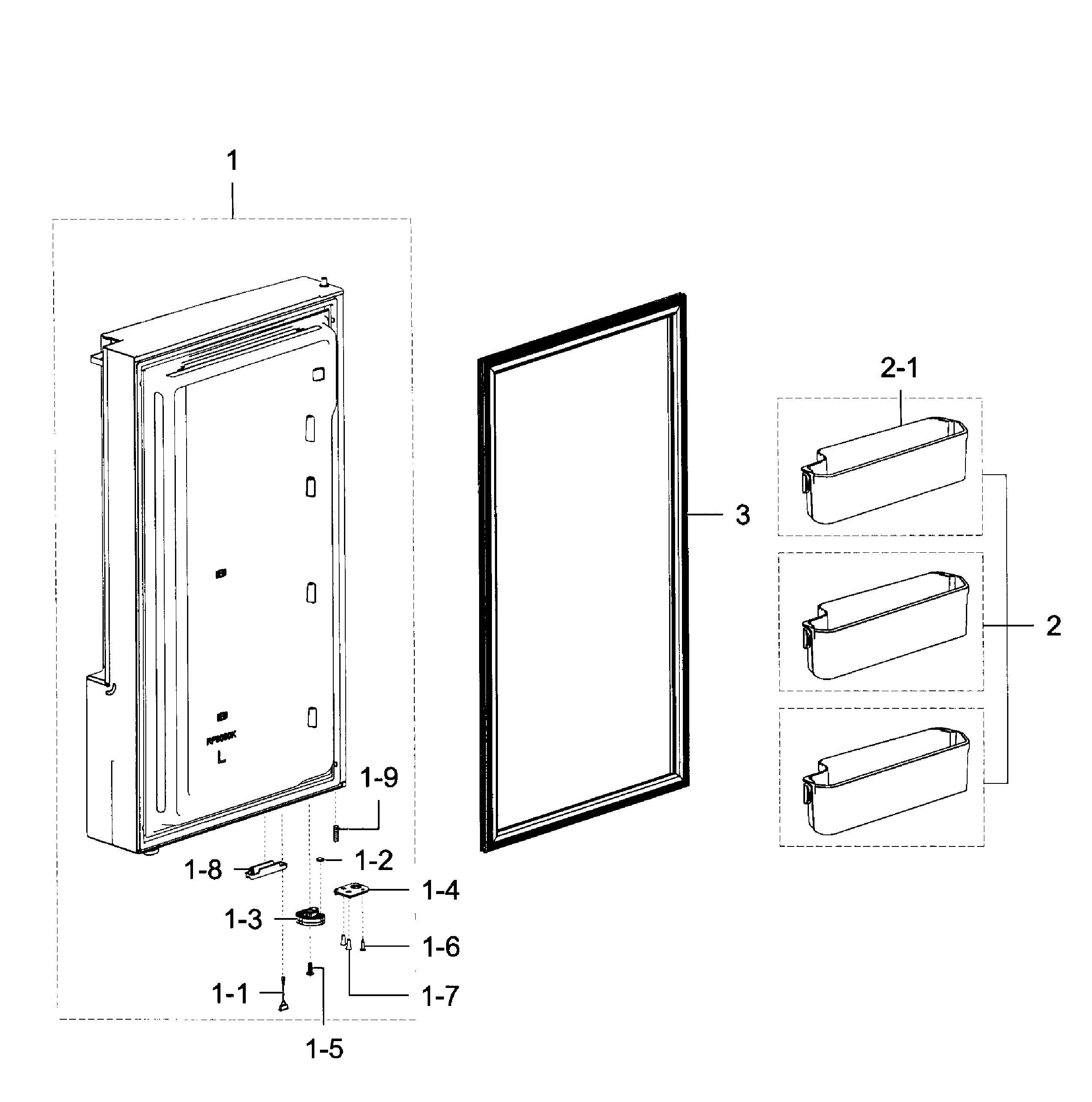 Samsung RF28K9380SR/AA-00 freezer door l diagram