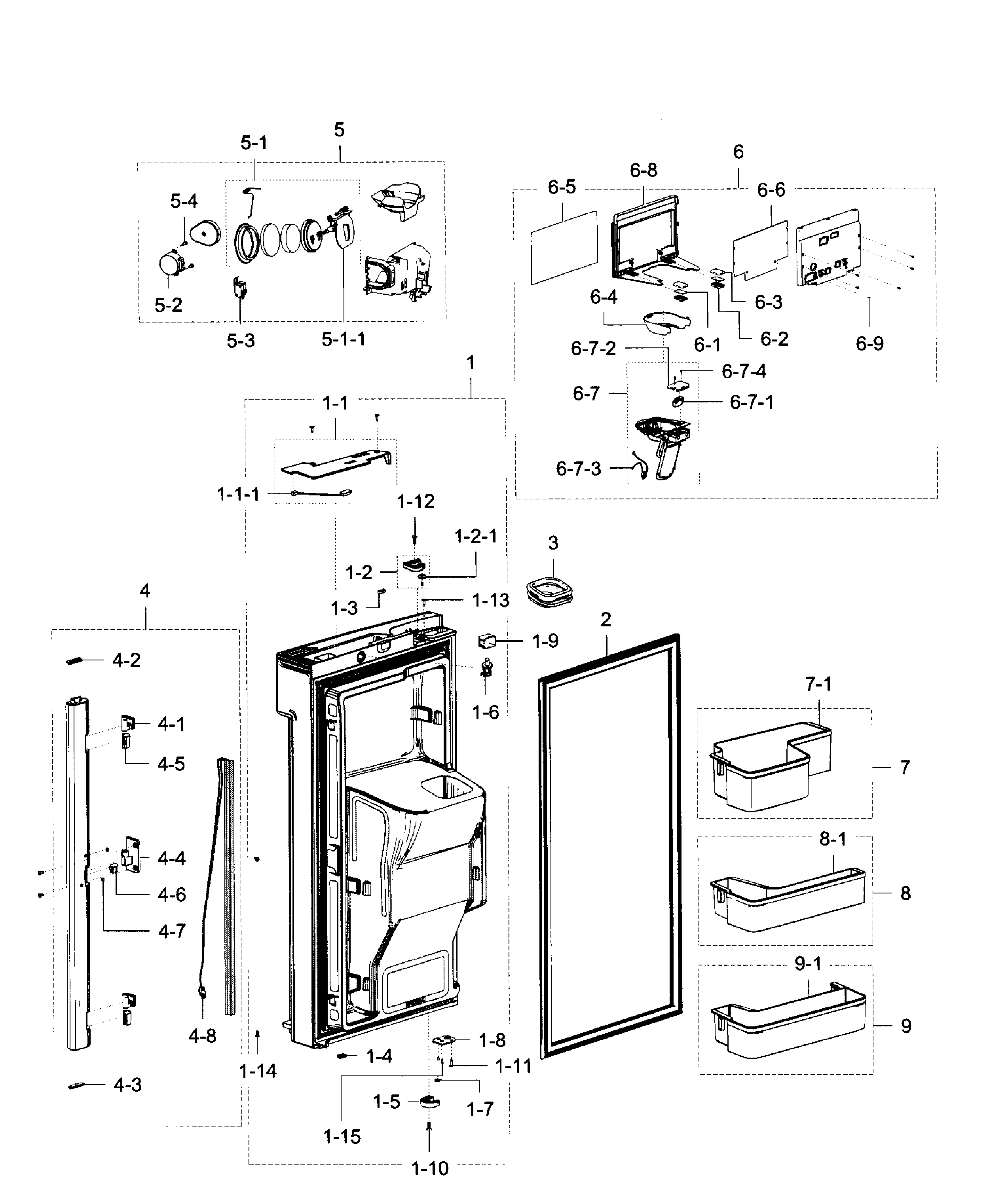 Samsung RF28K9380SR/AA-00 fridge door l diagram