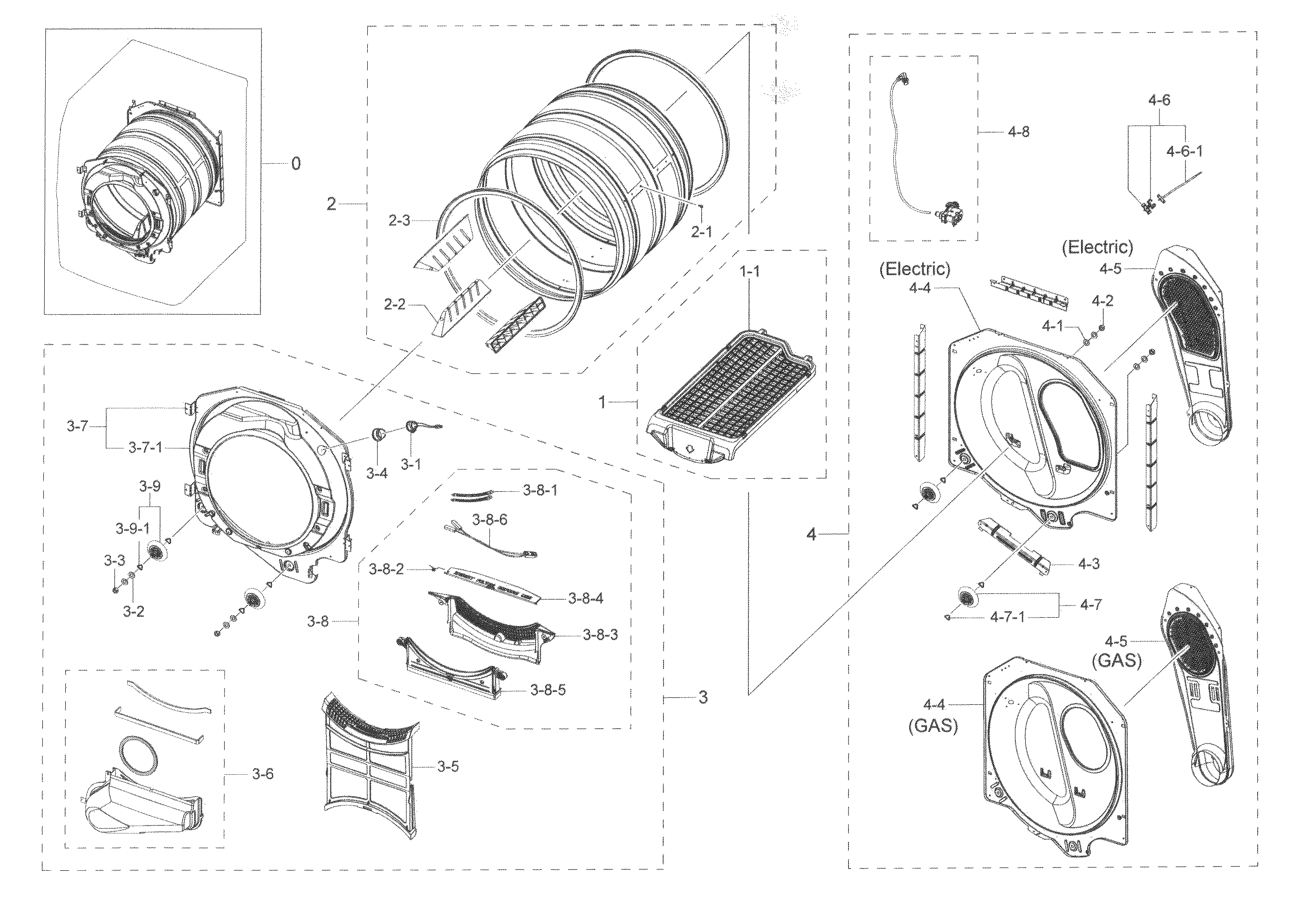 Samsung DV45K6200GZ/A3-00 drum diagram