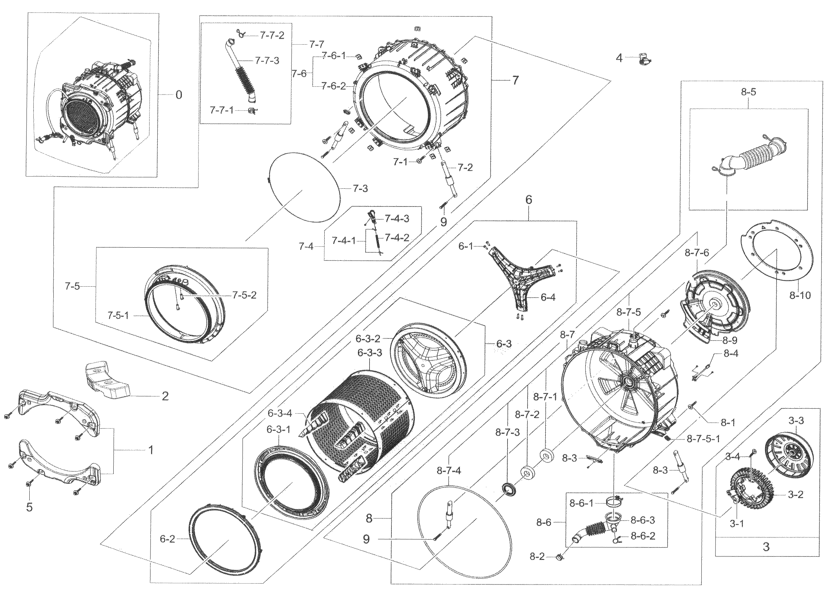 Samsung WF45K6200AW/A2-00 tub & drum diagram