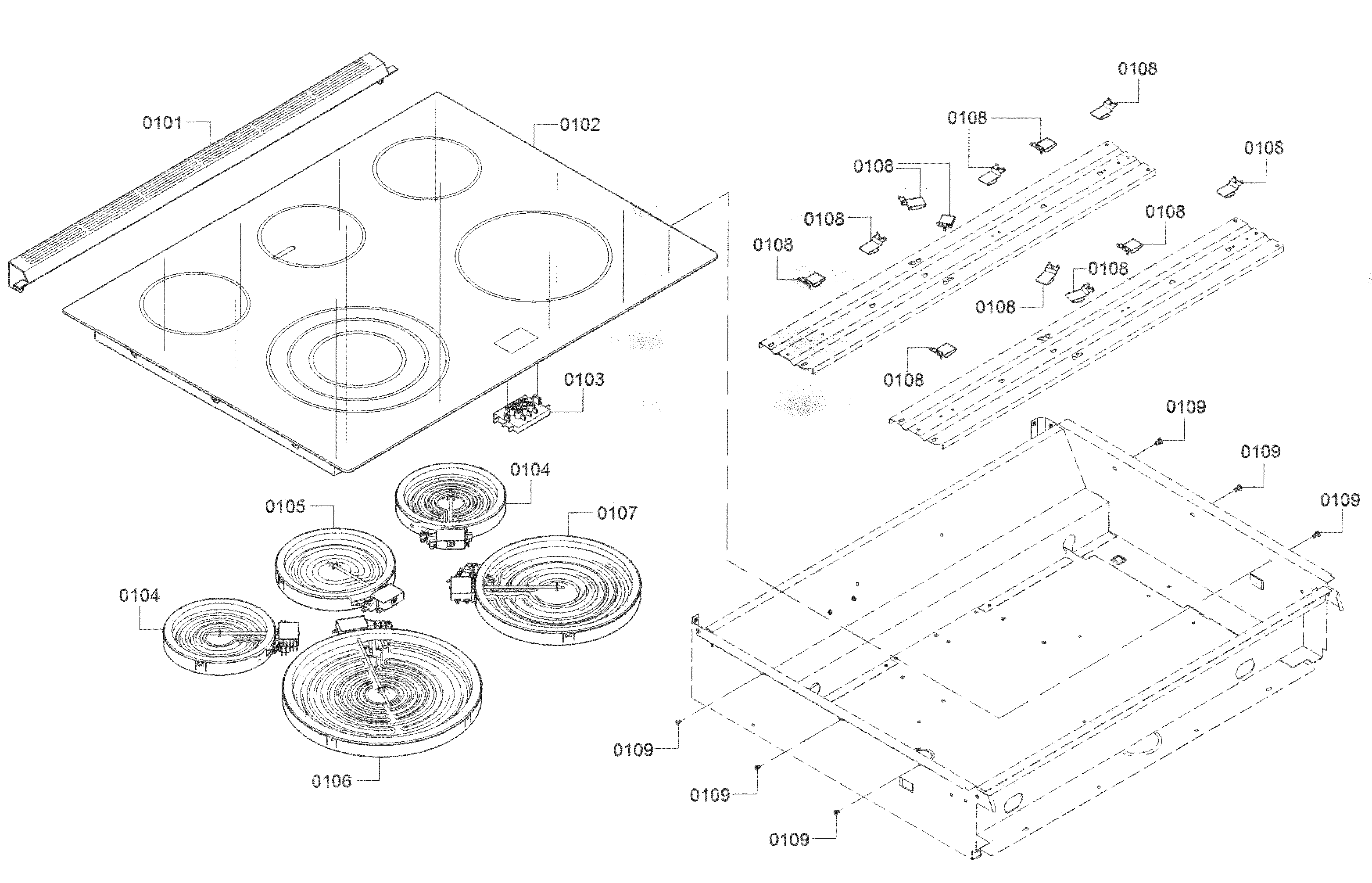 Bosch HEI8054U/04 cooktop diagram