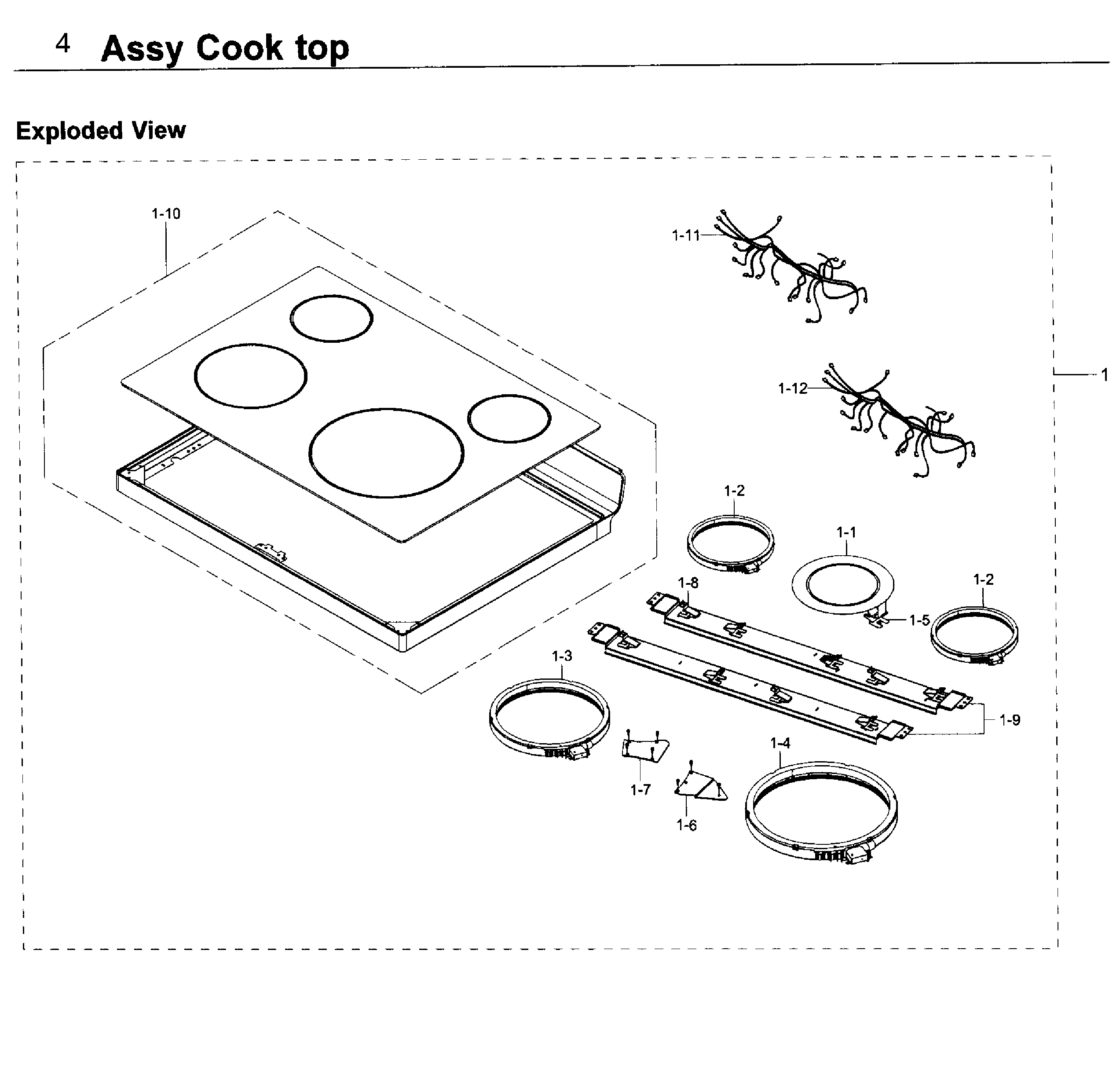 Samsung NE59K3310SW/AA-00 cooktop diagram