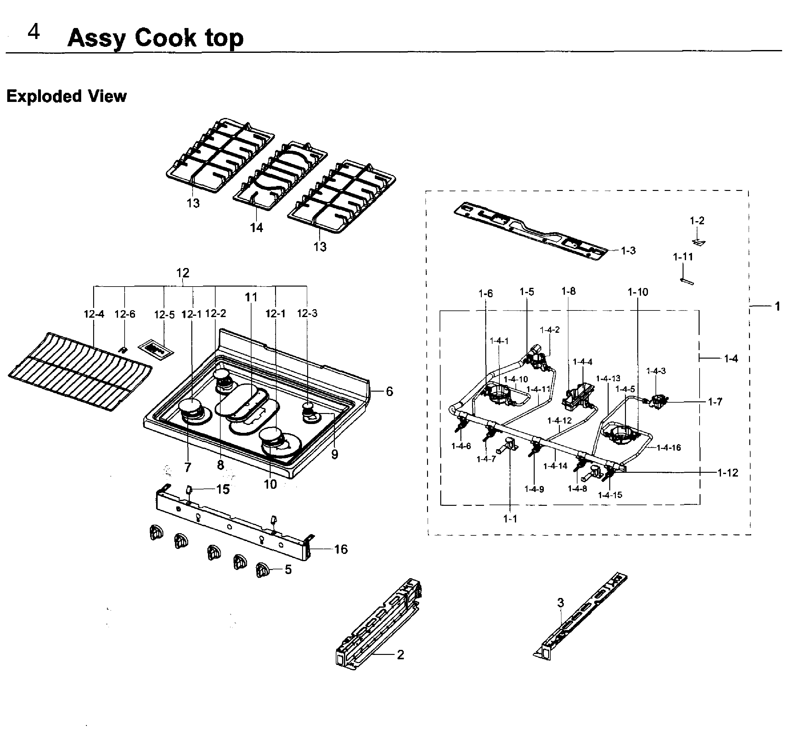 Samsung NX58K3310SS/AA-00 cooktop diagram