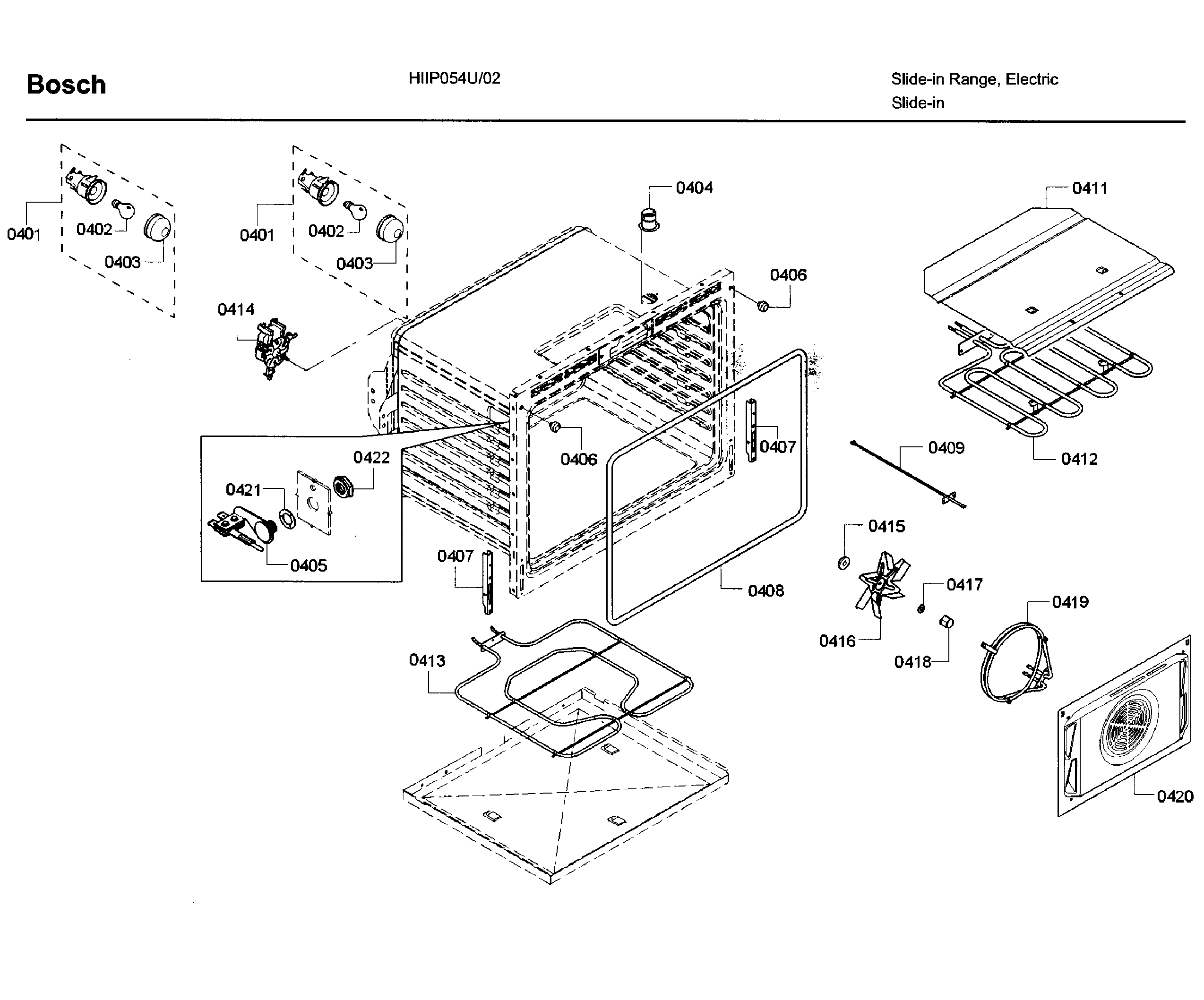 Bosch HIIP054U/02 cavity asy 1 diagram