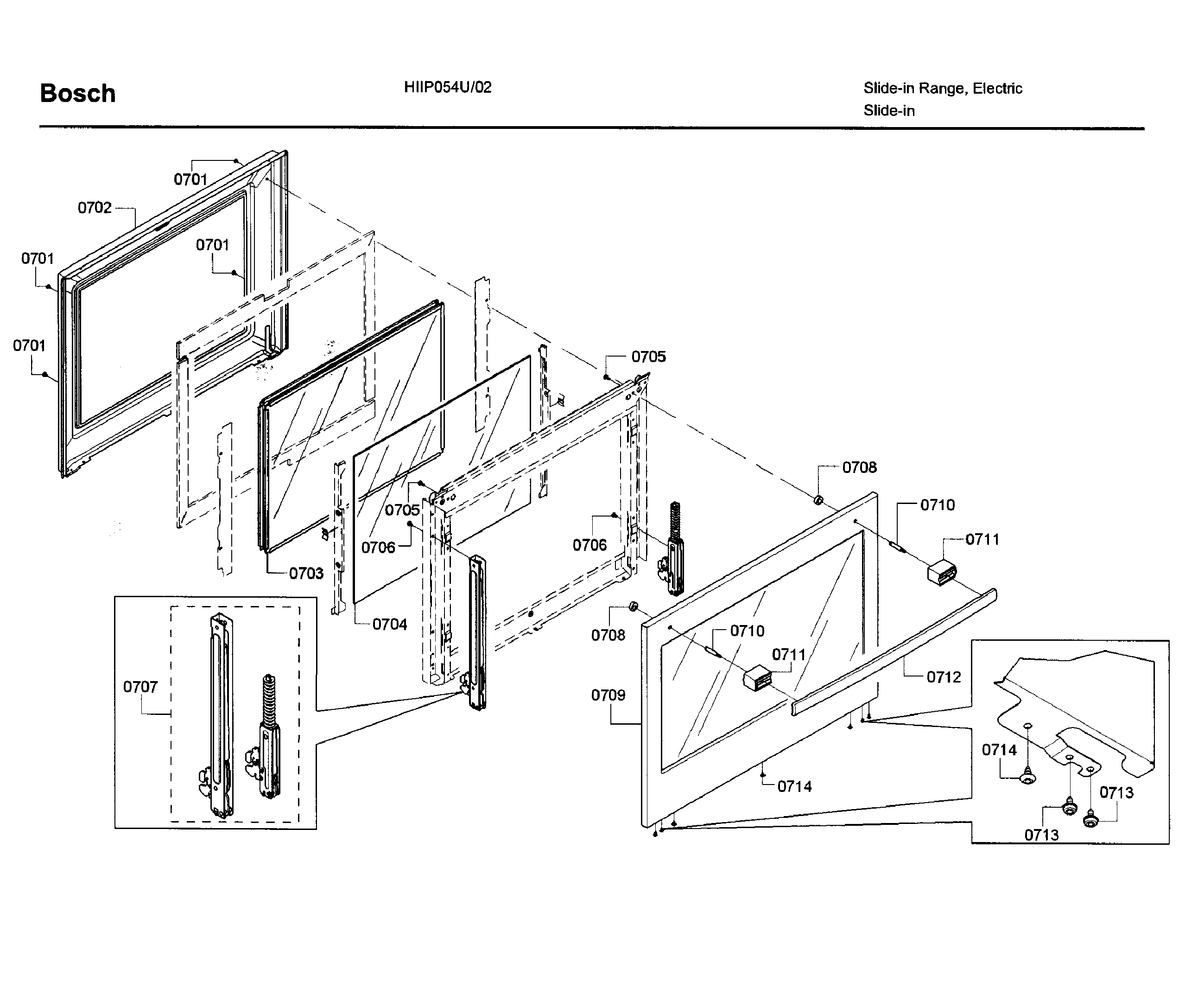 Bosch HIIP054U/02 door asy diagram