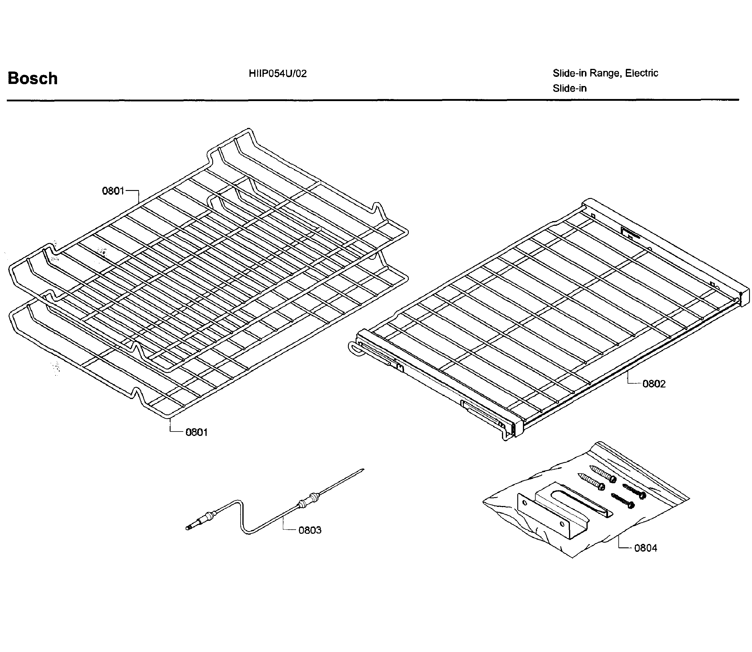 Bosch HIIP054U/02 rack diagram
