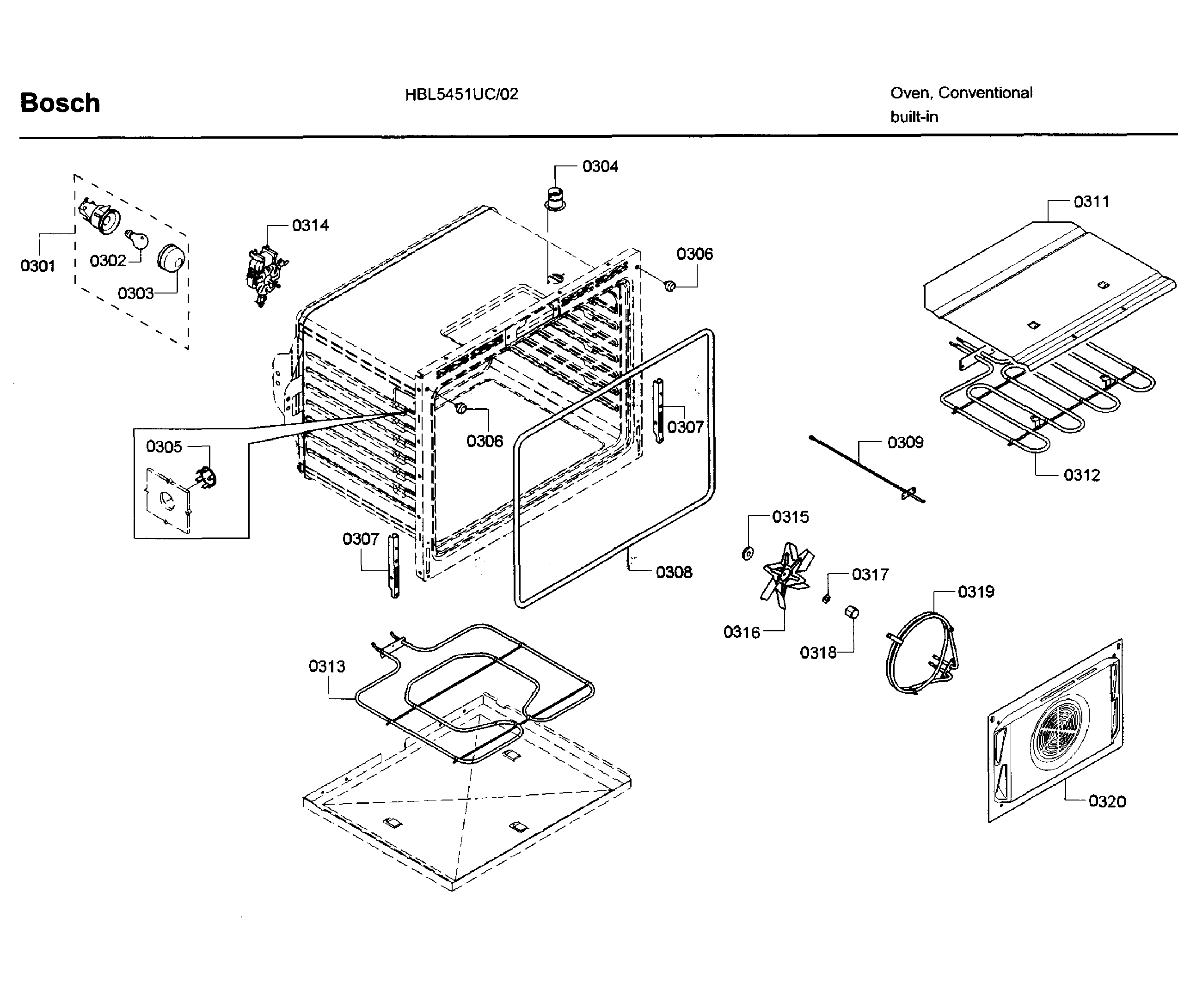 Bosch HBL5451UC/02 cavity diagram