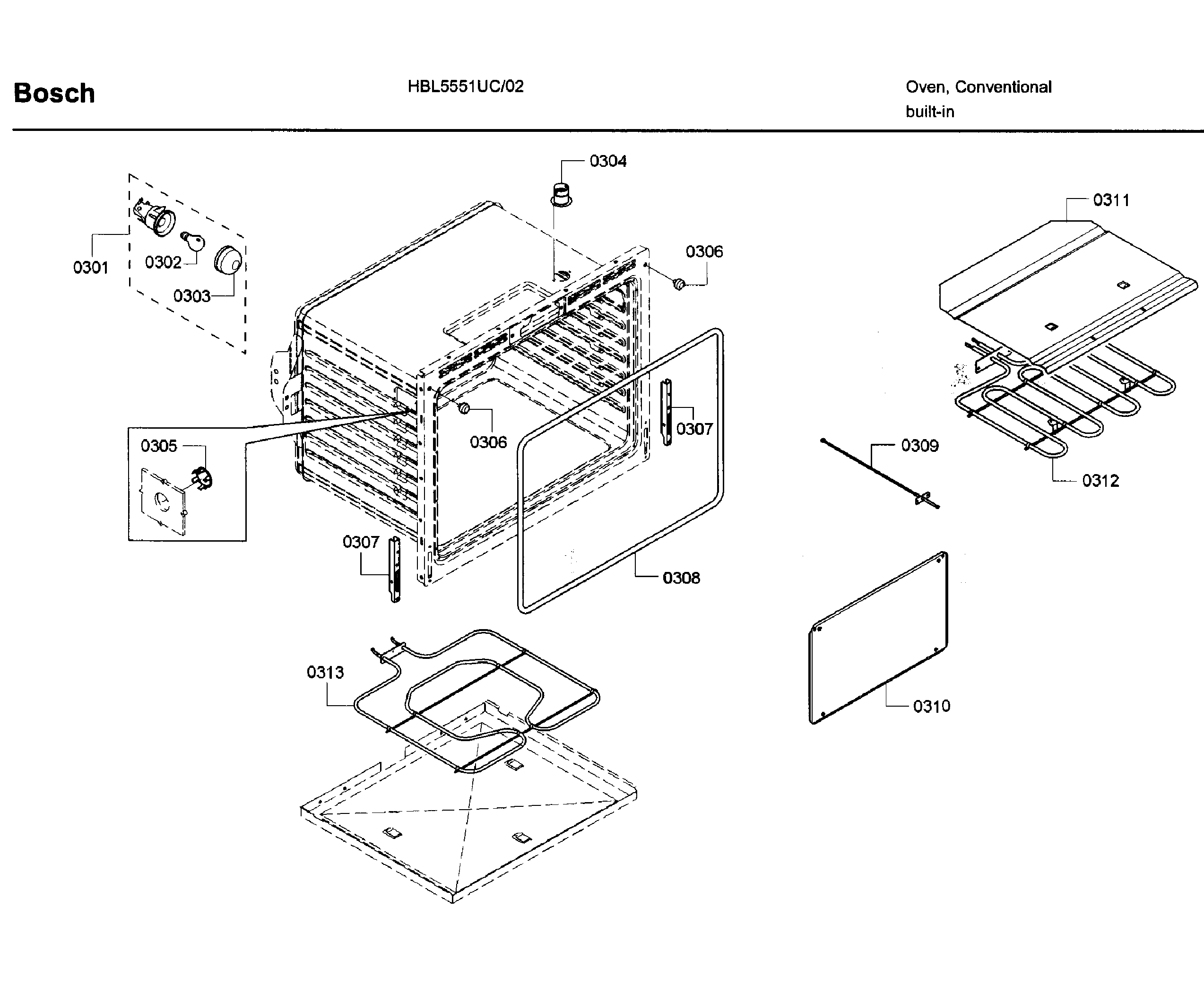 Bosch HBL5551UC/02 cavity diagram