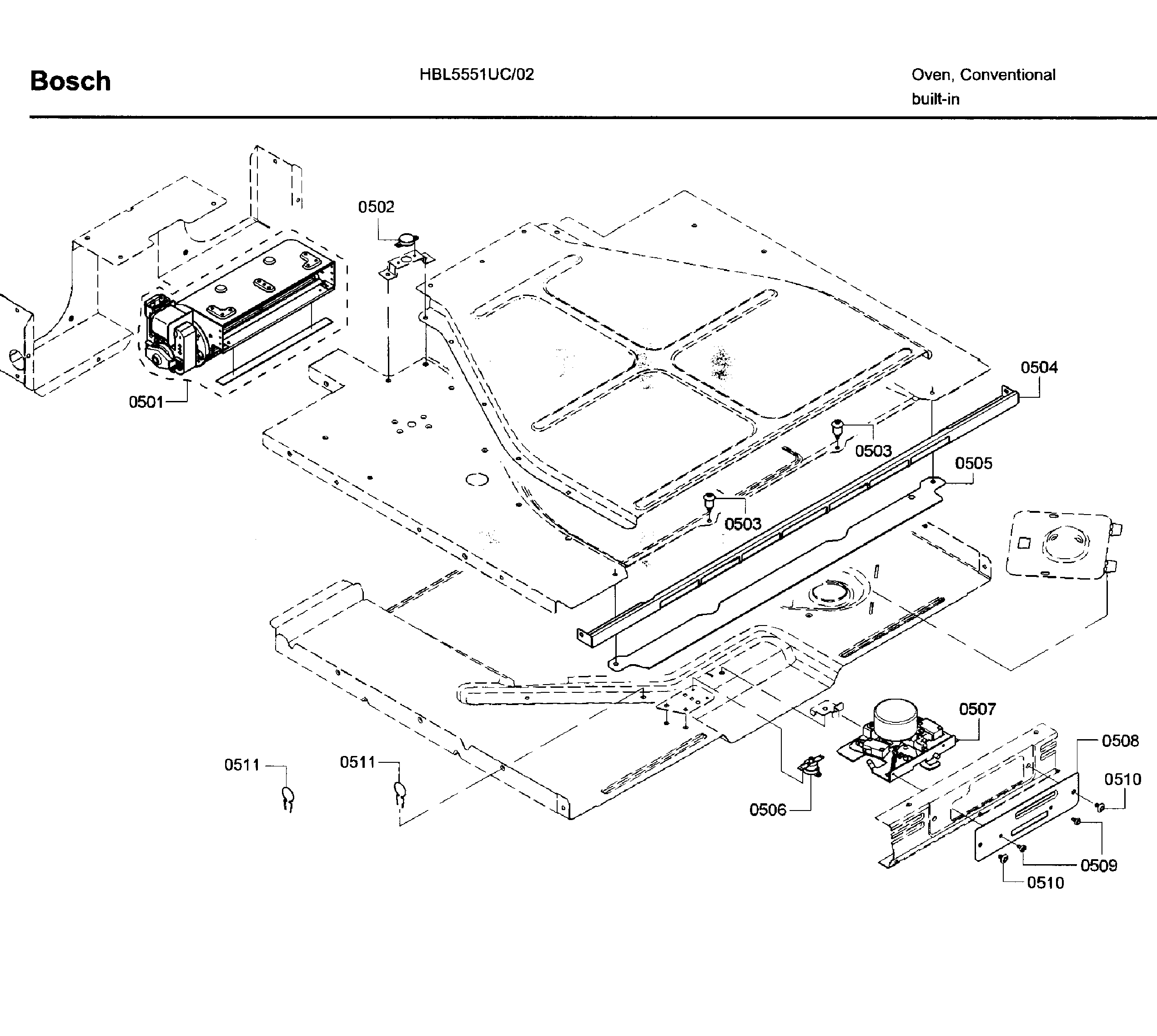 Bosch HBL5551UC/02 latch asy diagram