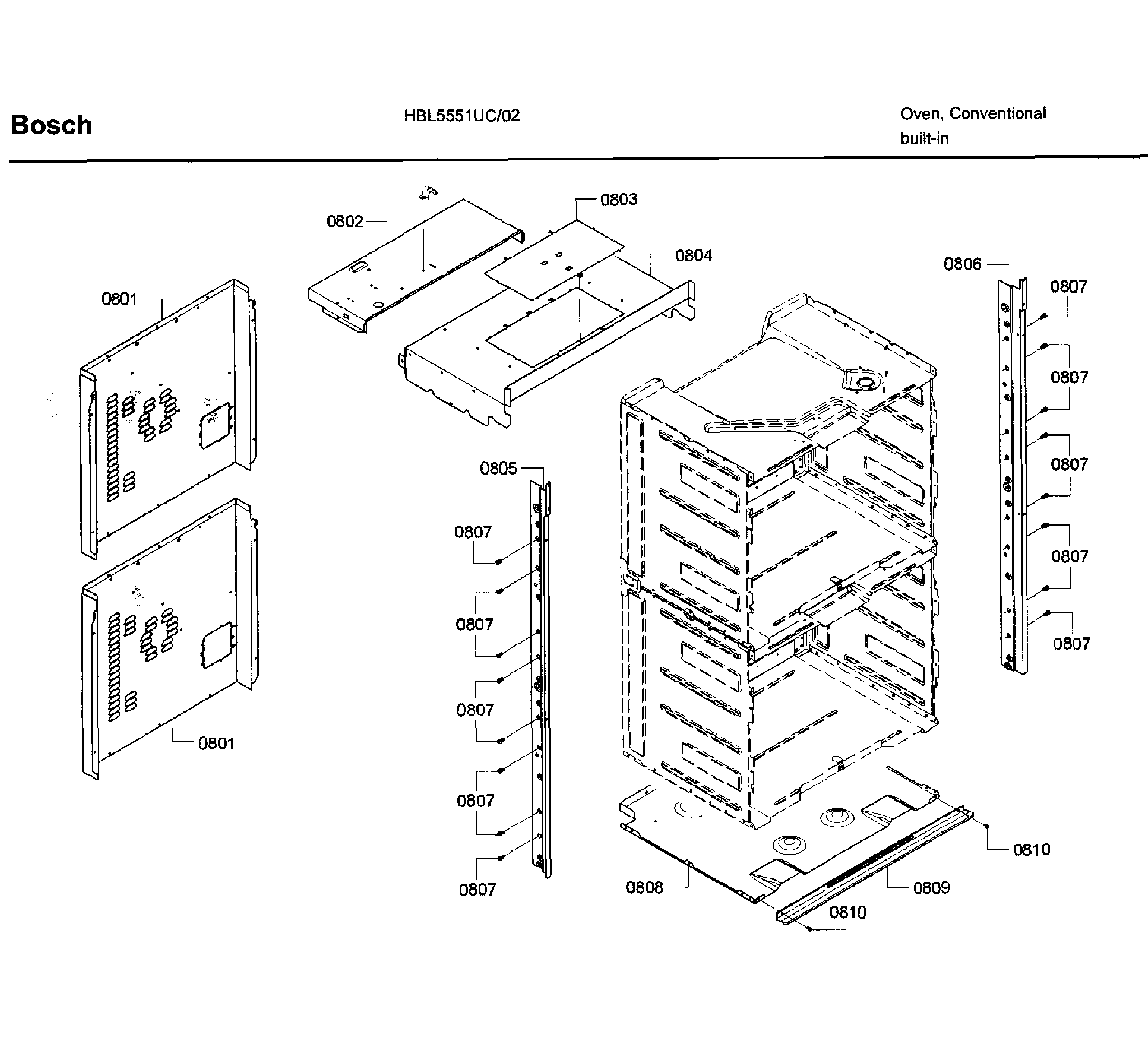 Bosch HBL5551UC/02 frame diagram