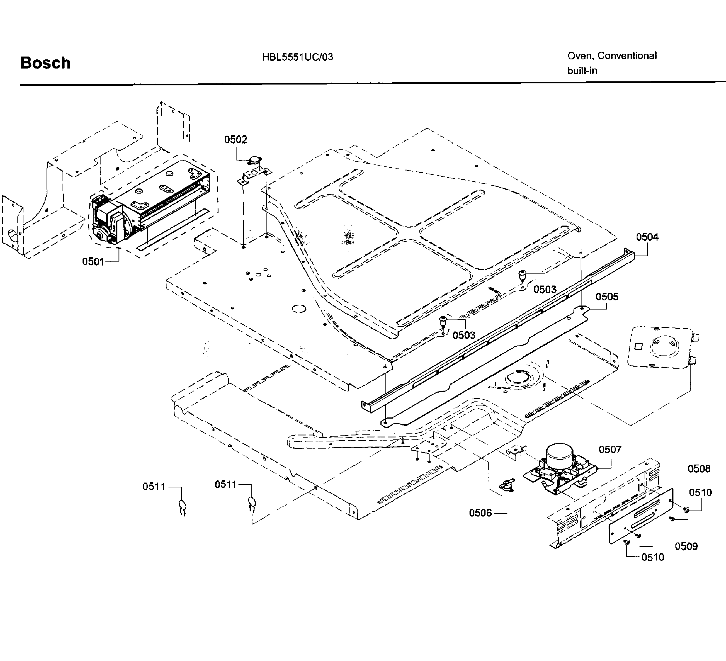 Bosch HBL5551UC/03 latch asy diagram