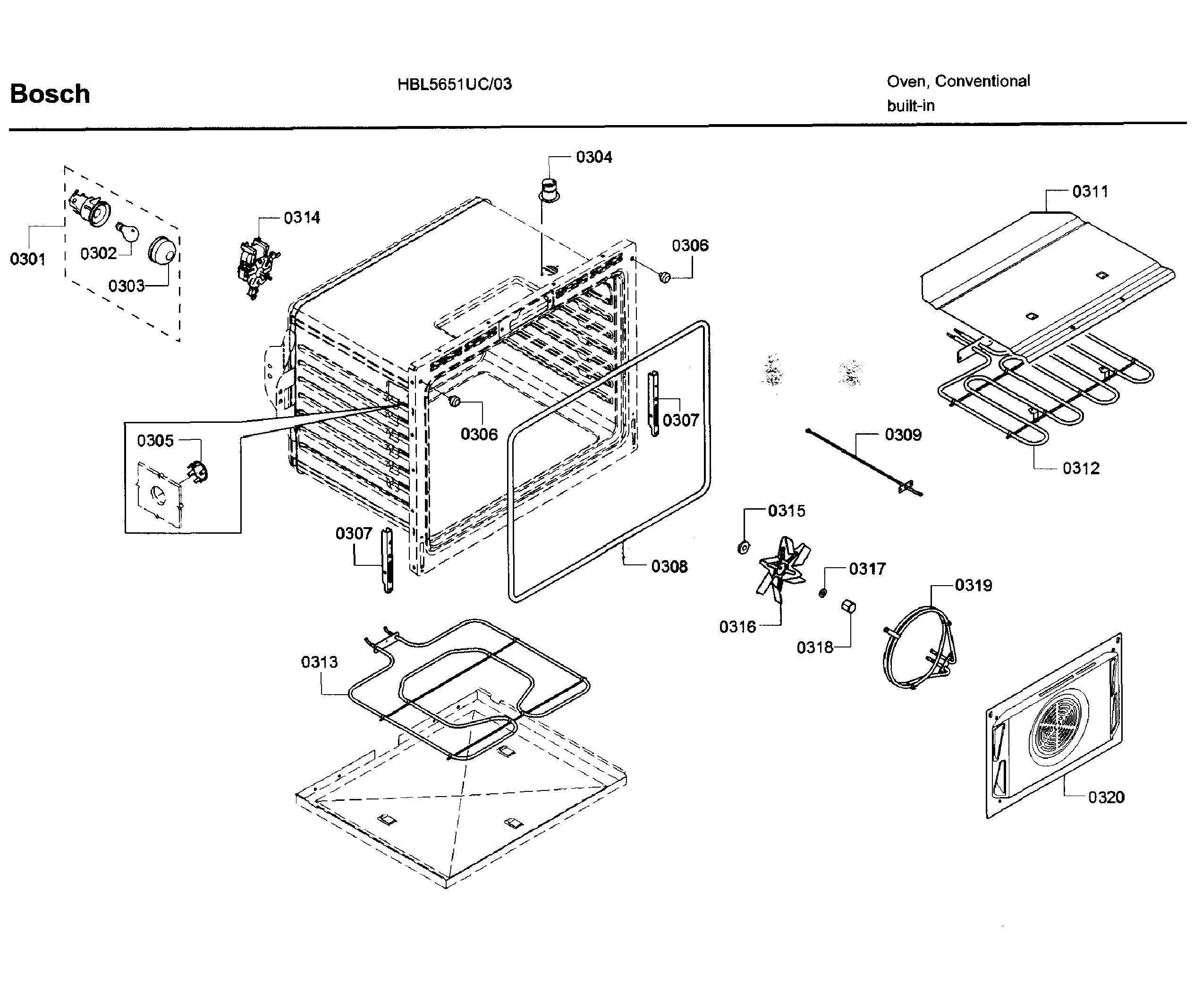 Bosch HBL5651UC/03 cavity diagram