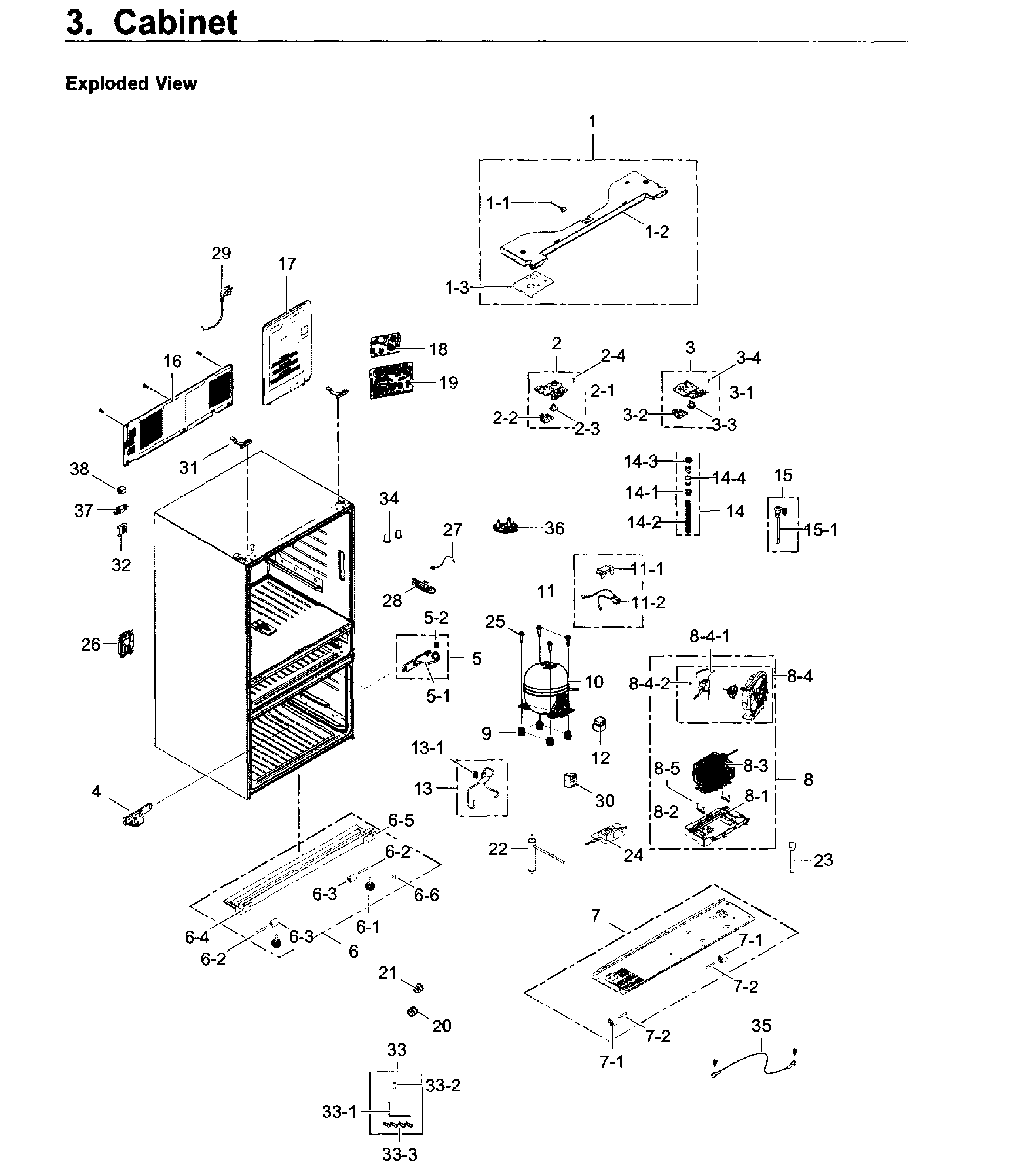 Samsung RF30KMEDBSR/AA-02 cabinet diagram