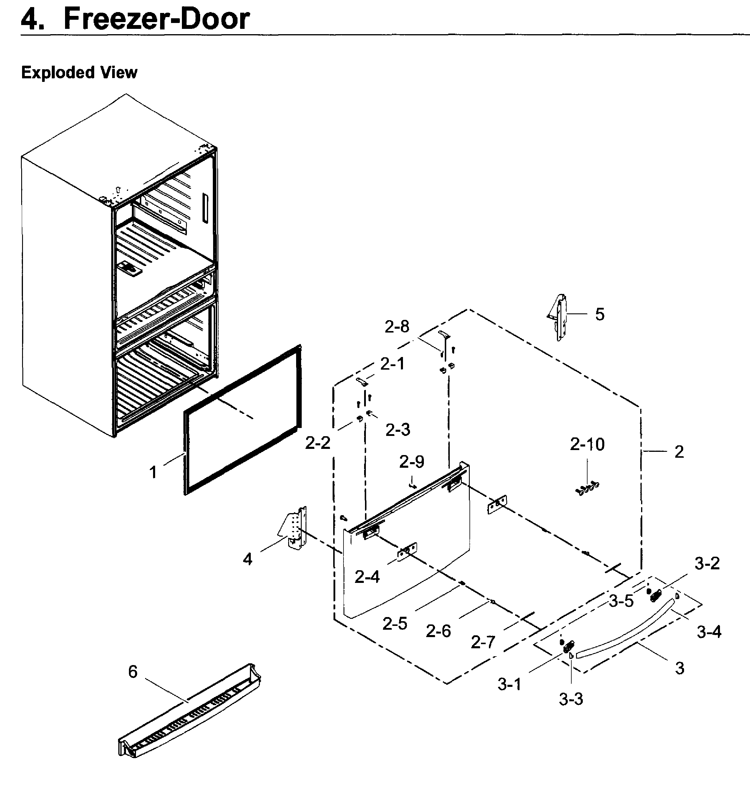 Samsung RF30KMEDBSR/AA-02 freezer door diagram