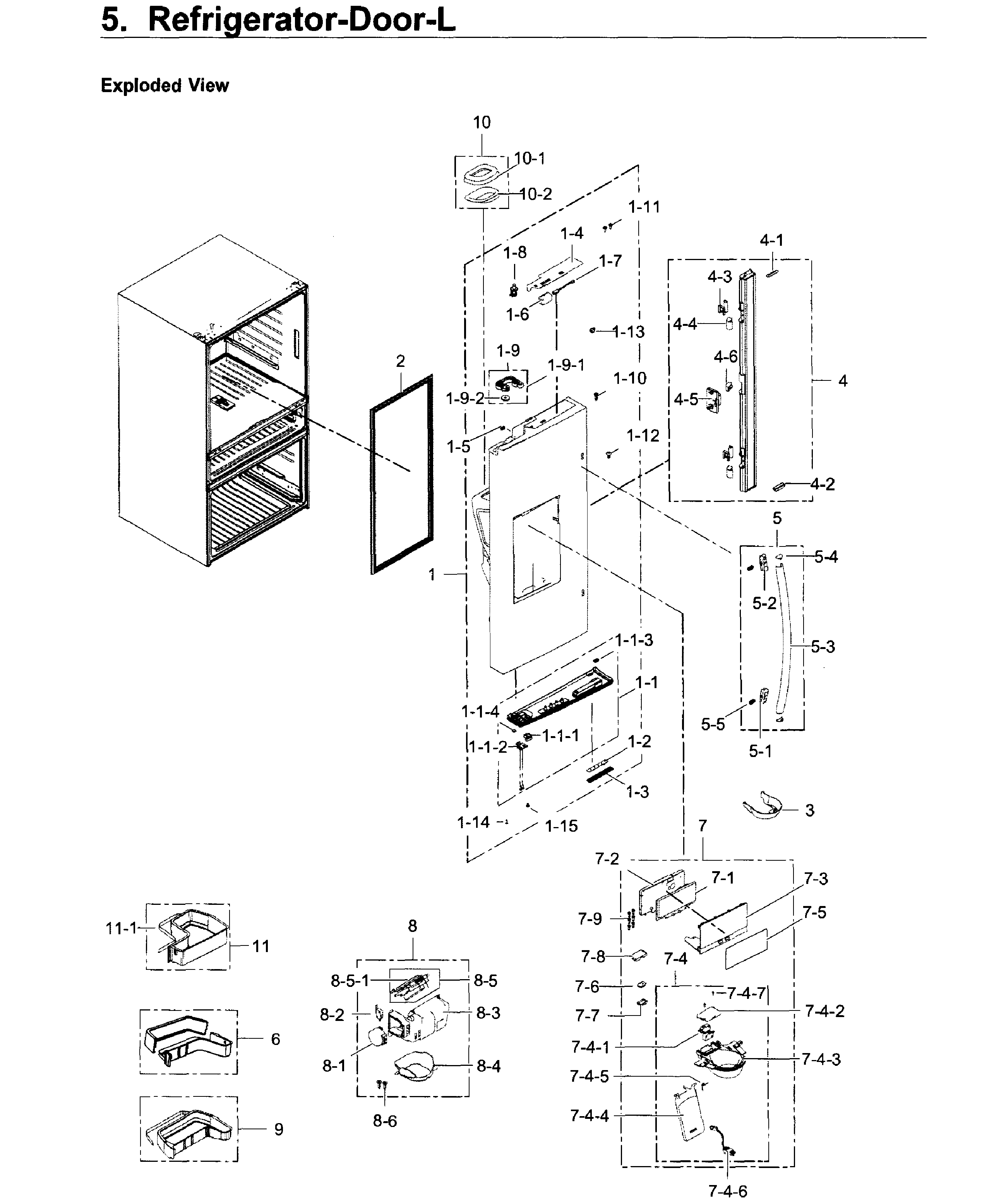 Samsung RF30KMEDBSR/AA-02 fridge door l diagram