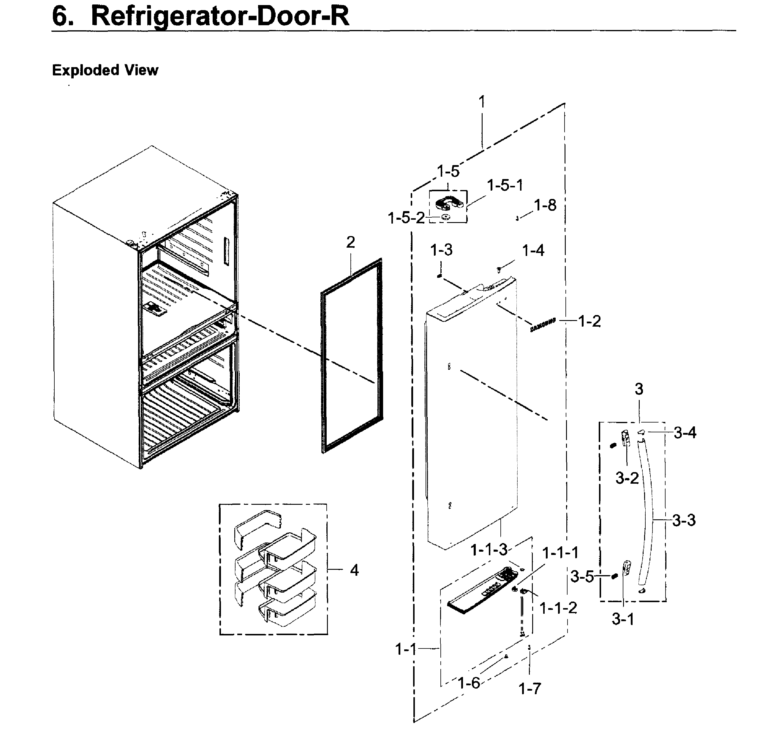 Samsung RF30KMEDBSR/AA-02 fridge door r diagram