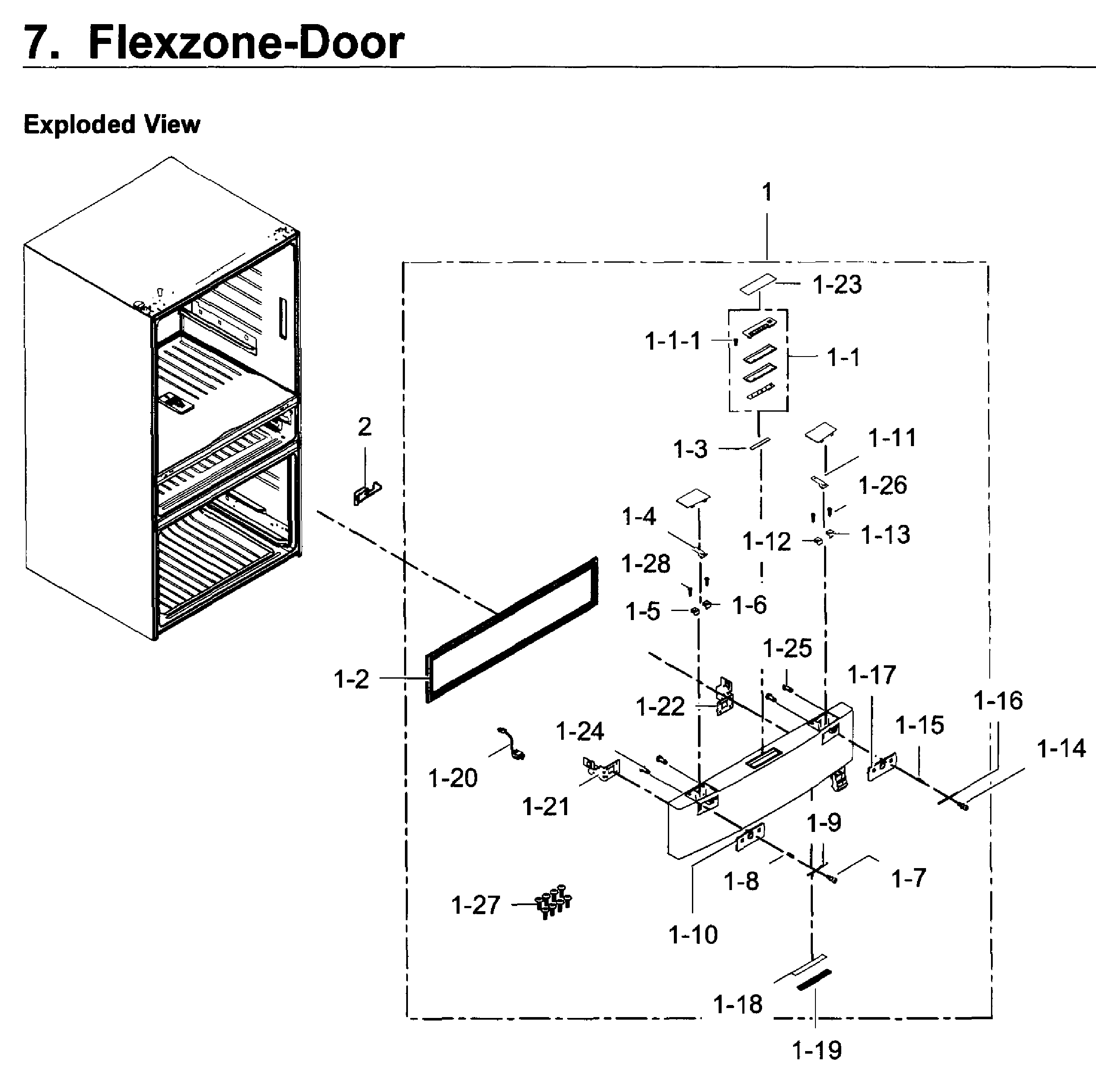 Samsung RF30KMEDBSR/AA-02 flexzone door diagram