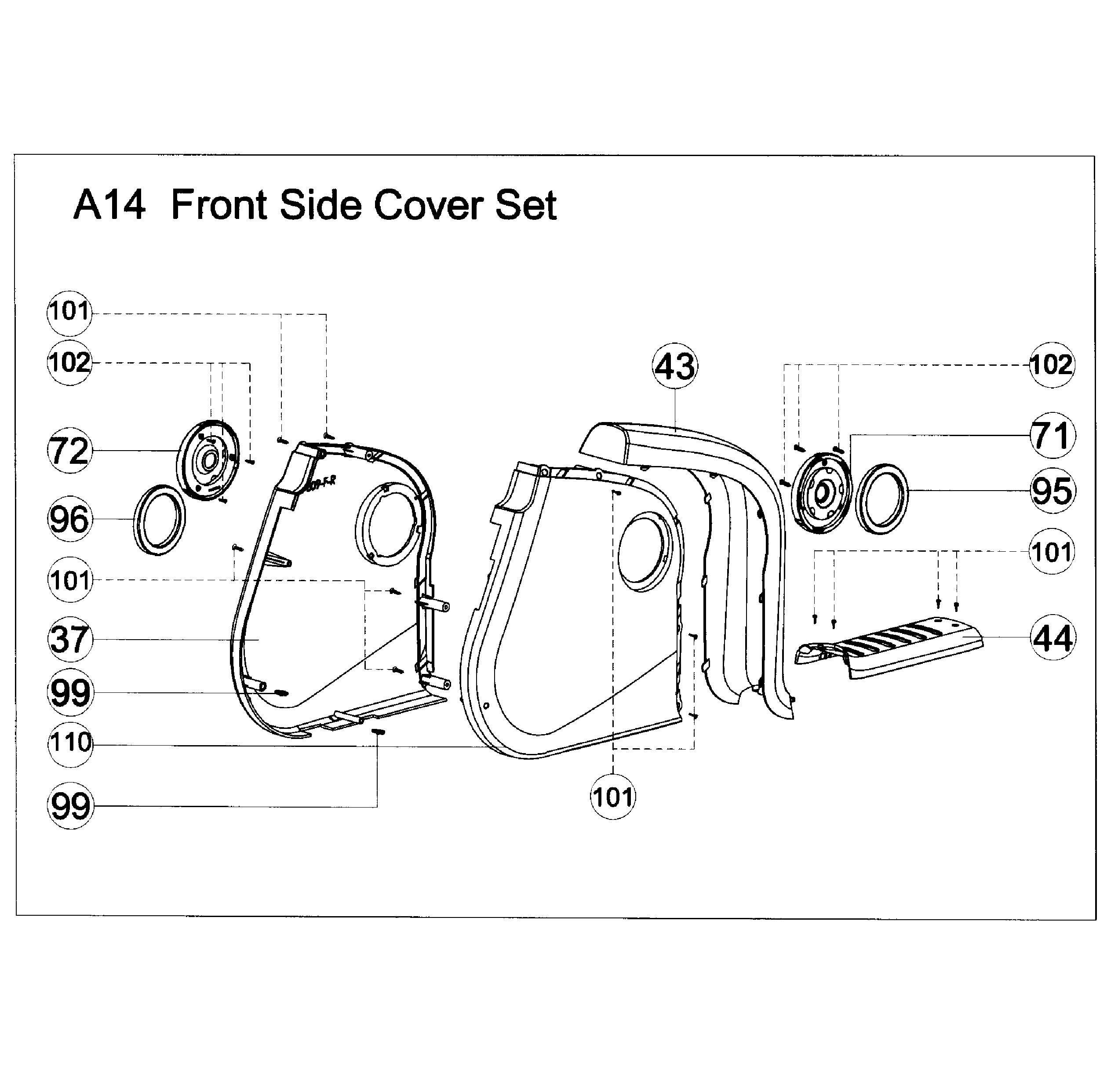 AFG 7.3AR front side cover diagram