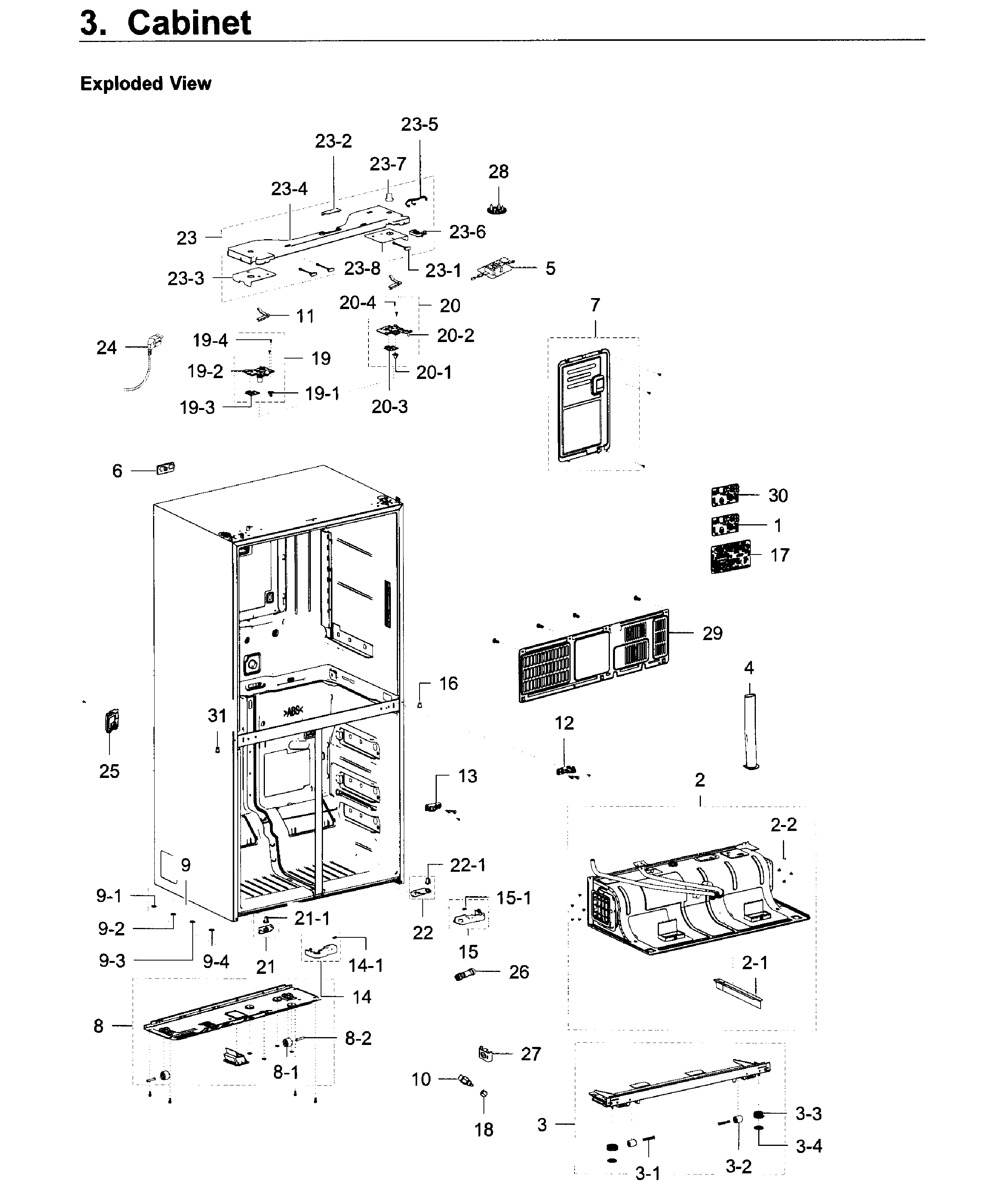 Samsung RF22K9381SG/AA-00 cabinet diagram