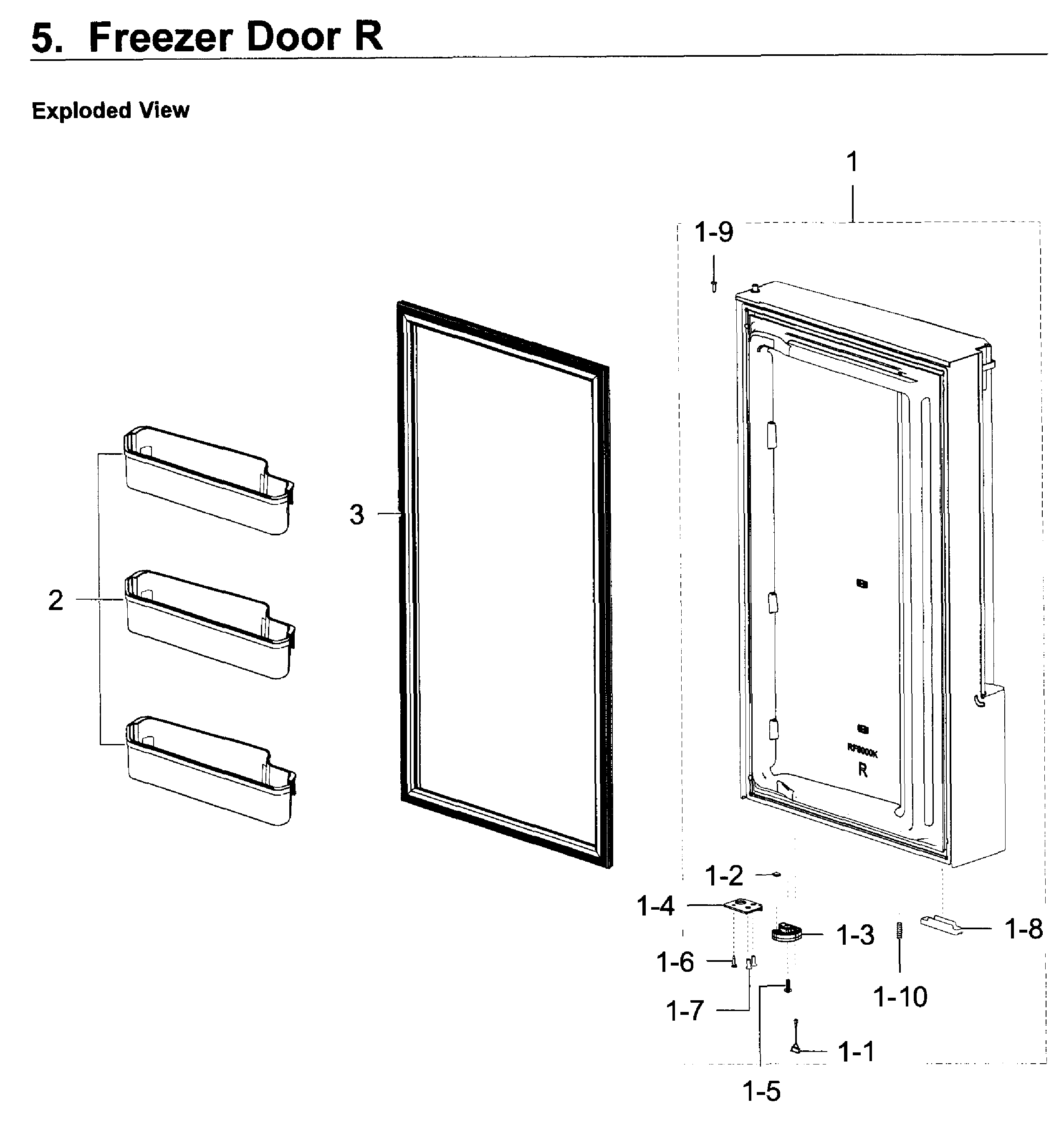Samsung RF22K9381SG/AA-00 freezer door r diagram