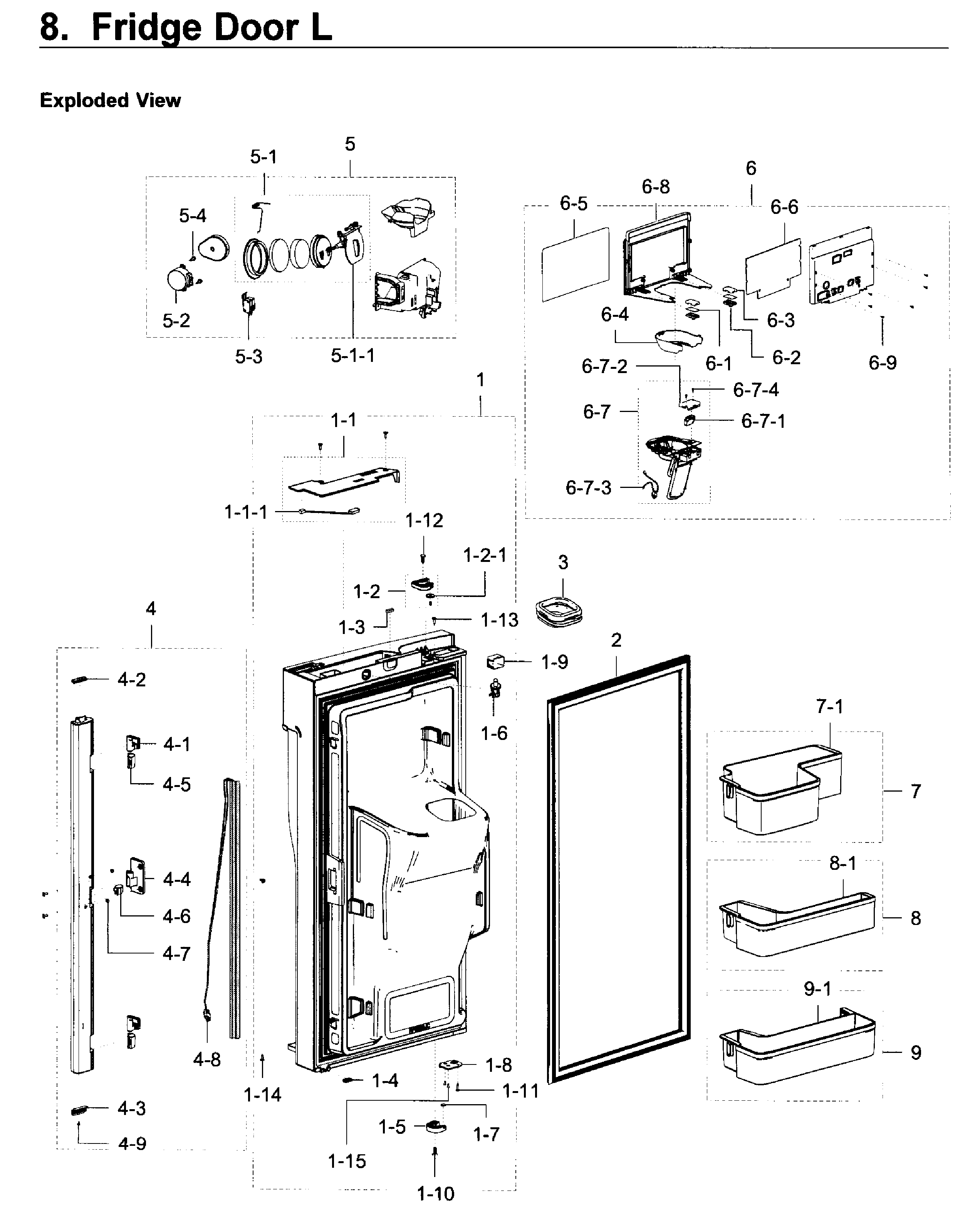 Samsung RF22K9381SG/AA-00 fridge door l diagram