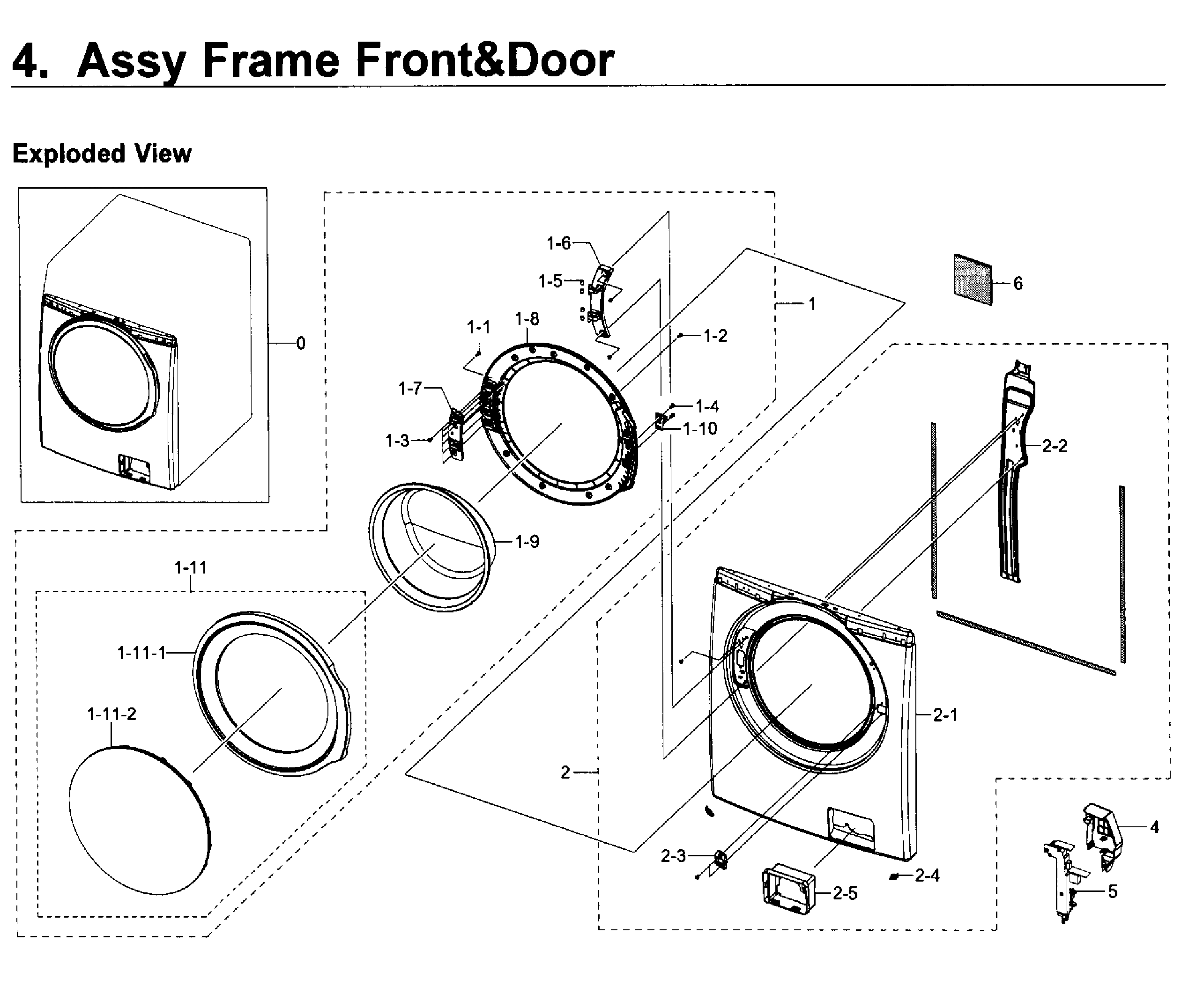 Samsung WF350ANP/XAA-03 frame front & door diagram