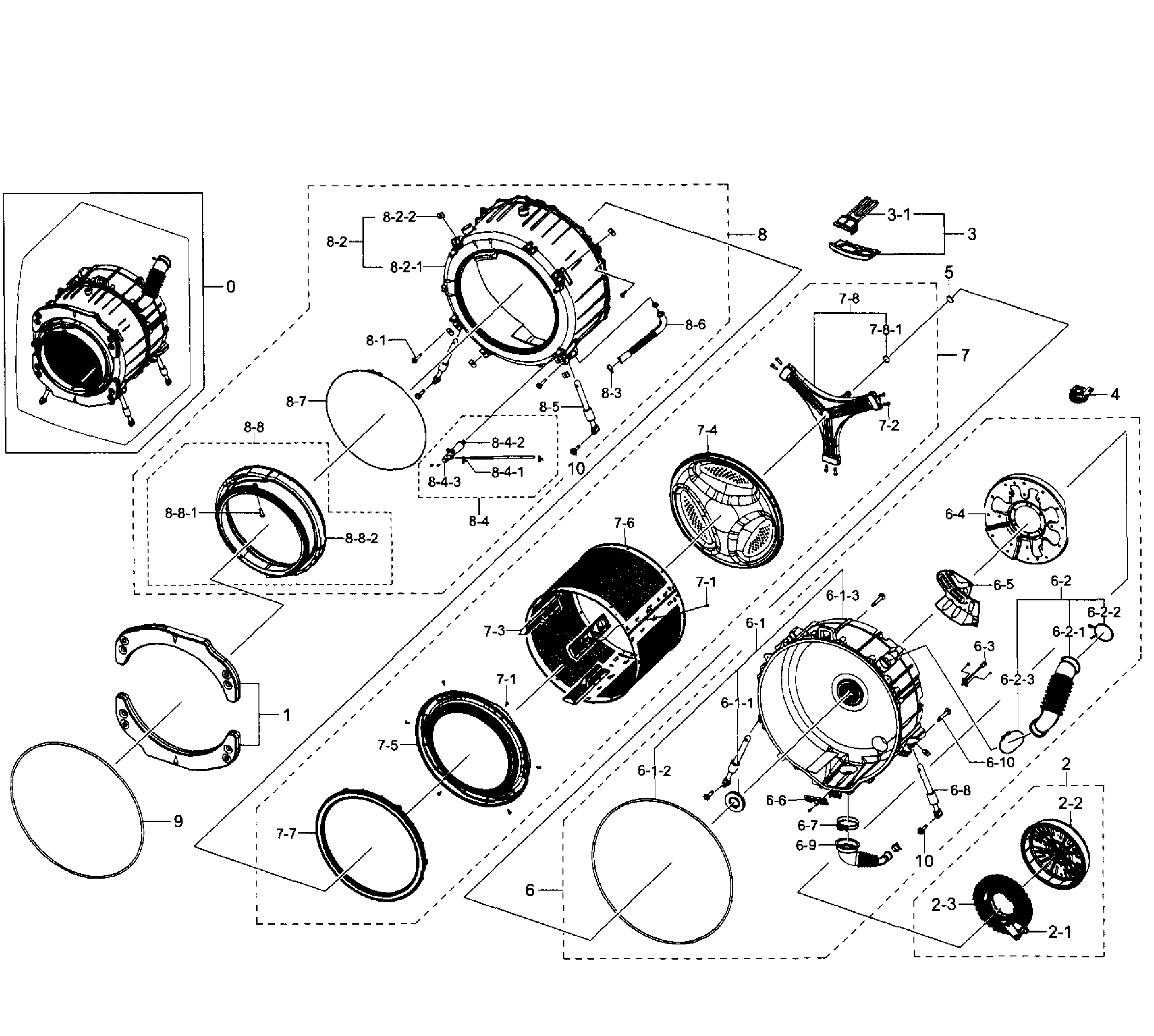 Samsung WF350ANP/XAA-04 tub & drum diagram